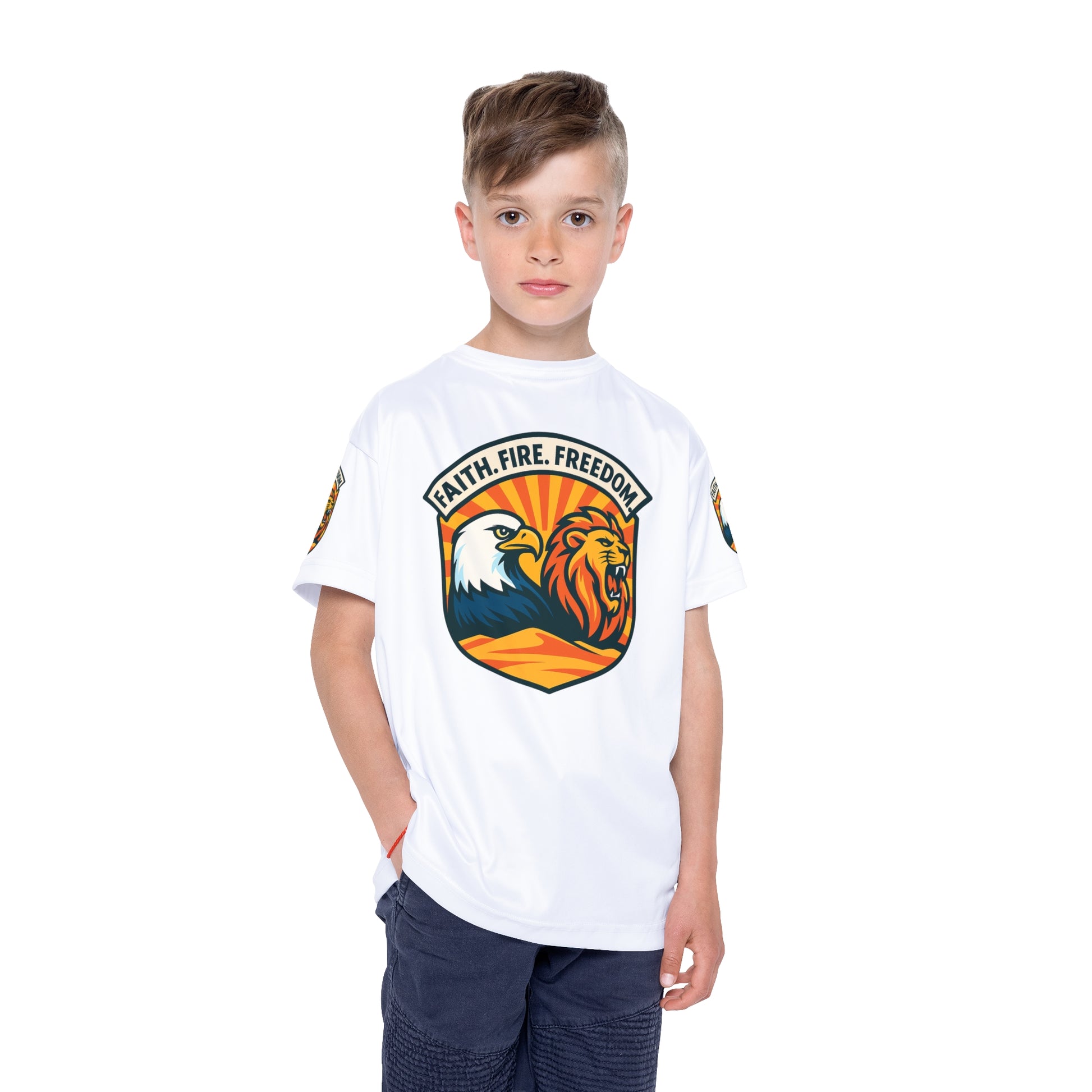 Lions Eagles Rise Kids Sports Jersey (AOP) - American Zionist