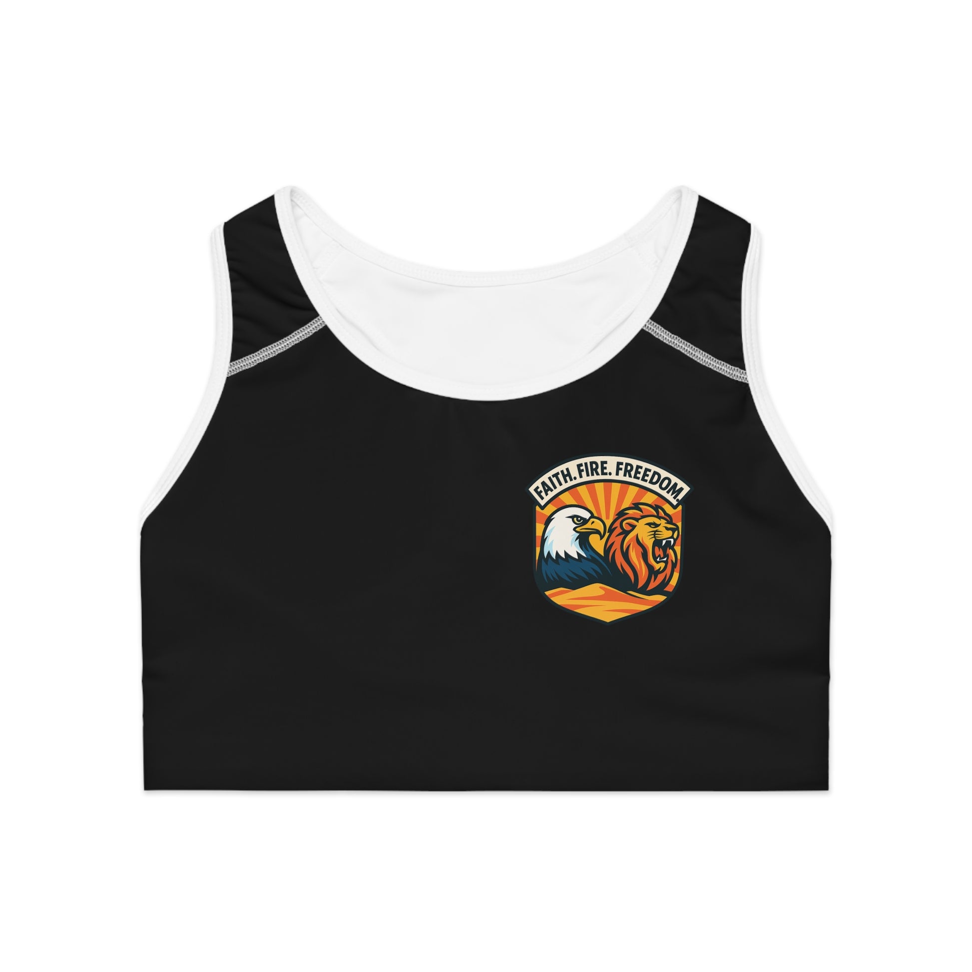 Lions Eagles Rise Sports Bra (AOP) - American Zionist