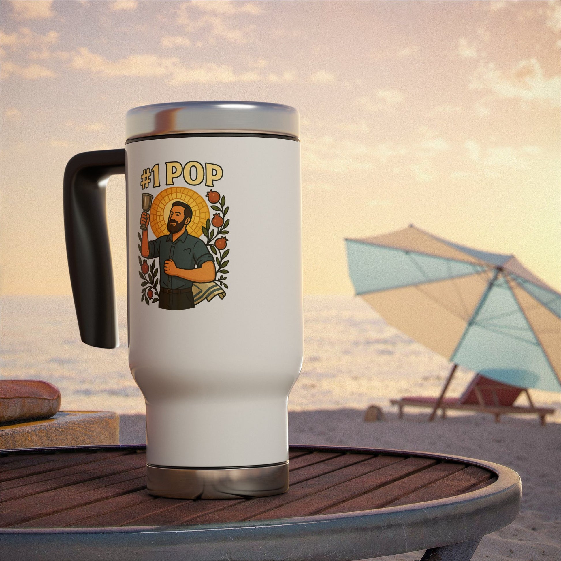 1 Pop Stainless Steel Travel Mug with Handle, 14oz - American Zionist