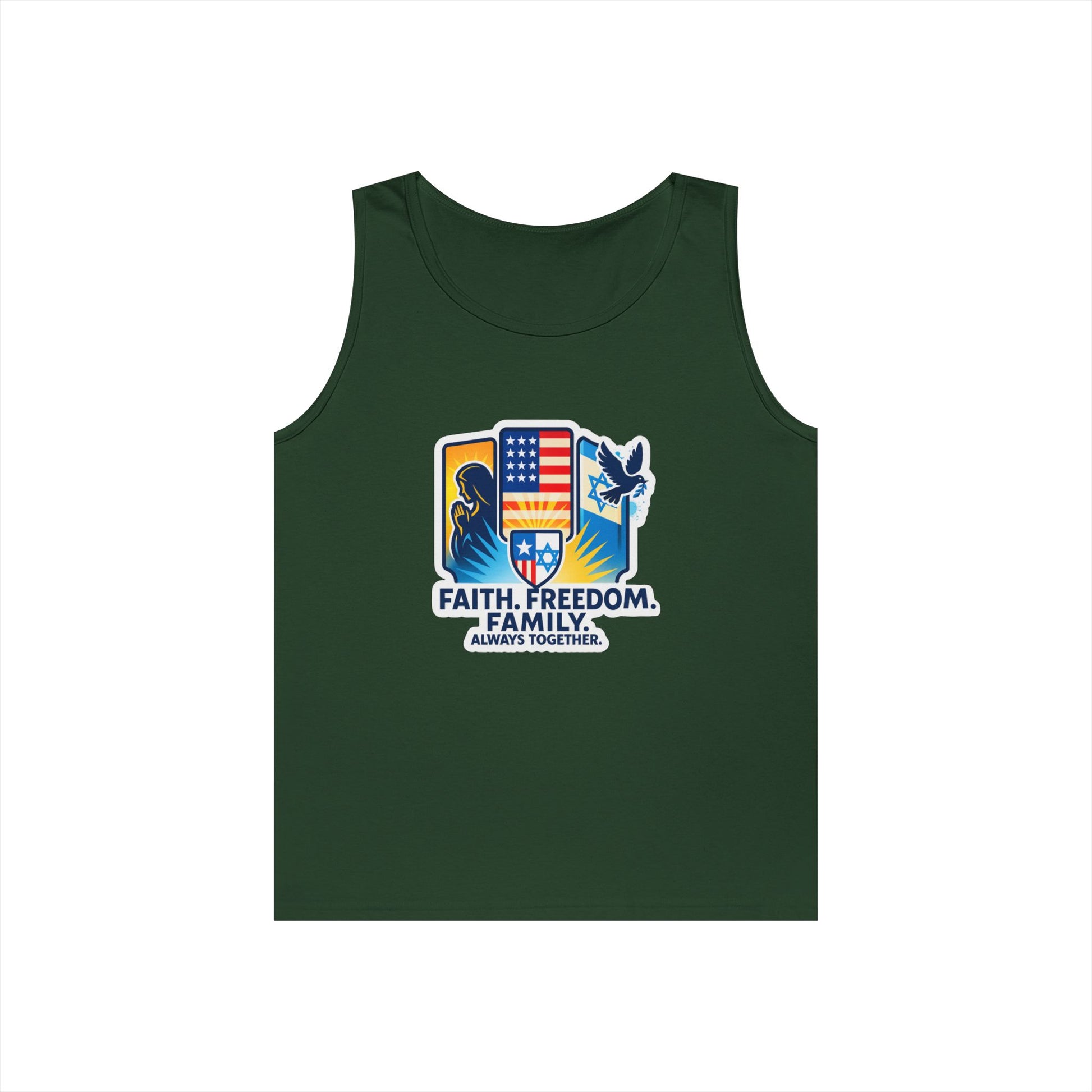 Faith Freedom Family Unisex Heavy Cotton Tank Top - American Zionist