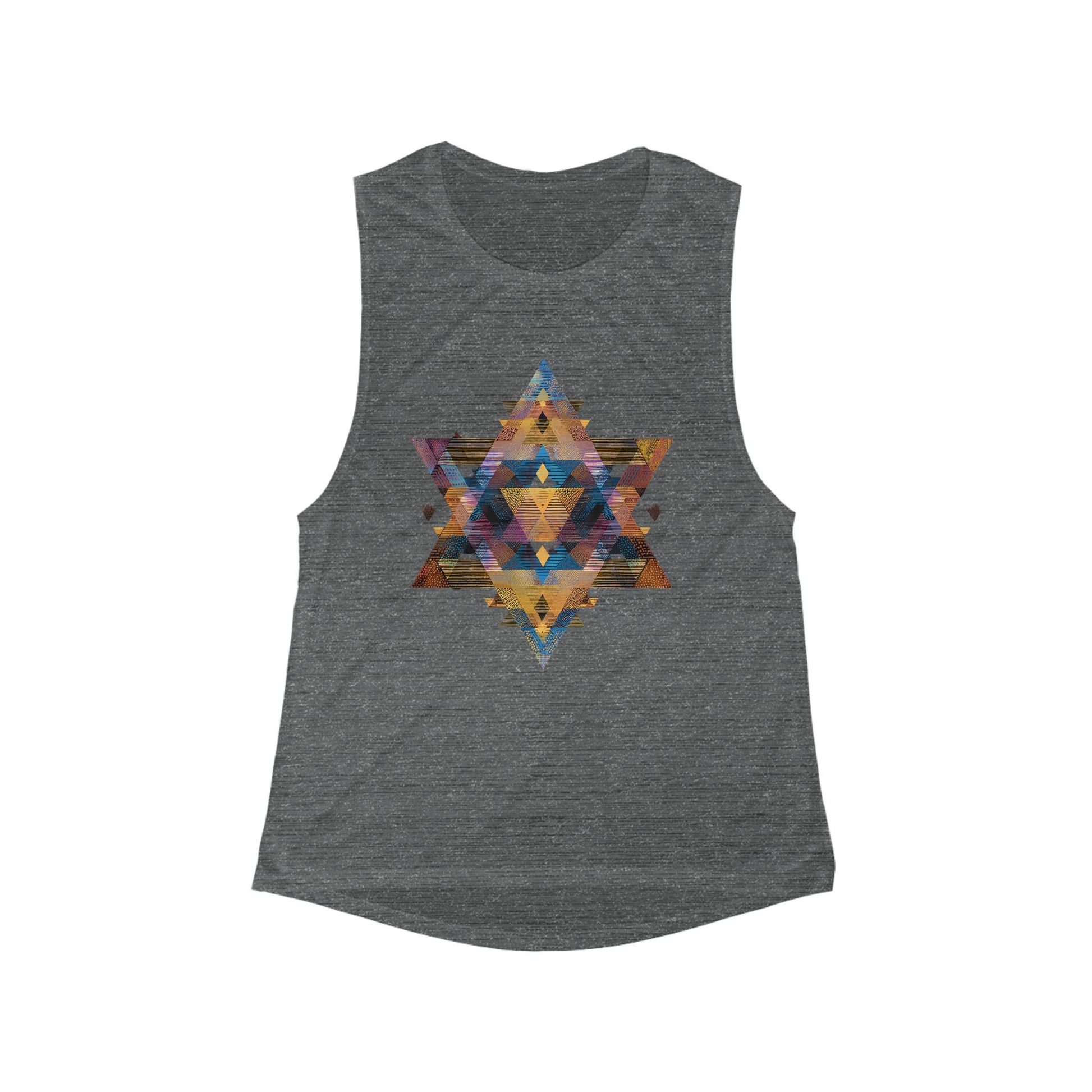 Star of David Geometric Women's Flowy Scoop Muscle Tank - American Zionist