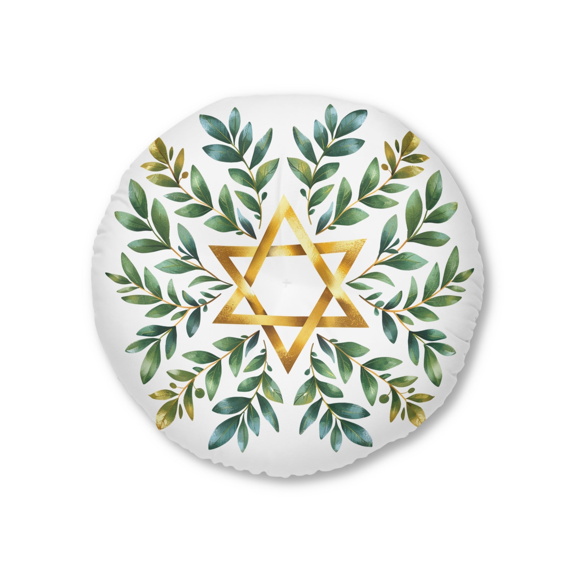 Wreath Star Of David Tufted Floor Pillow, Round - American Zionist