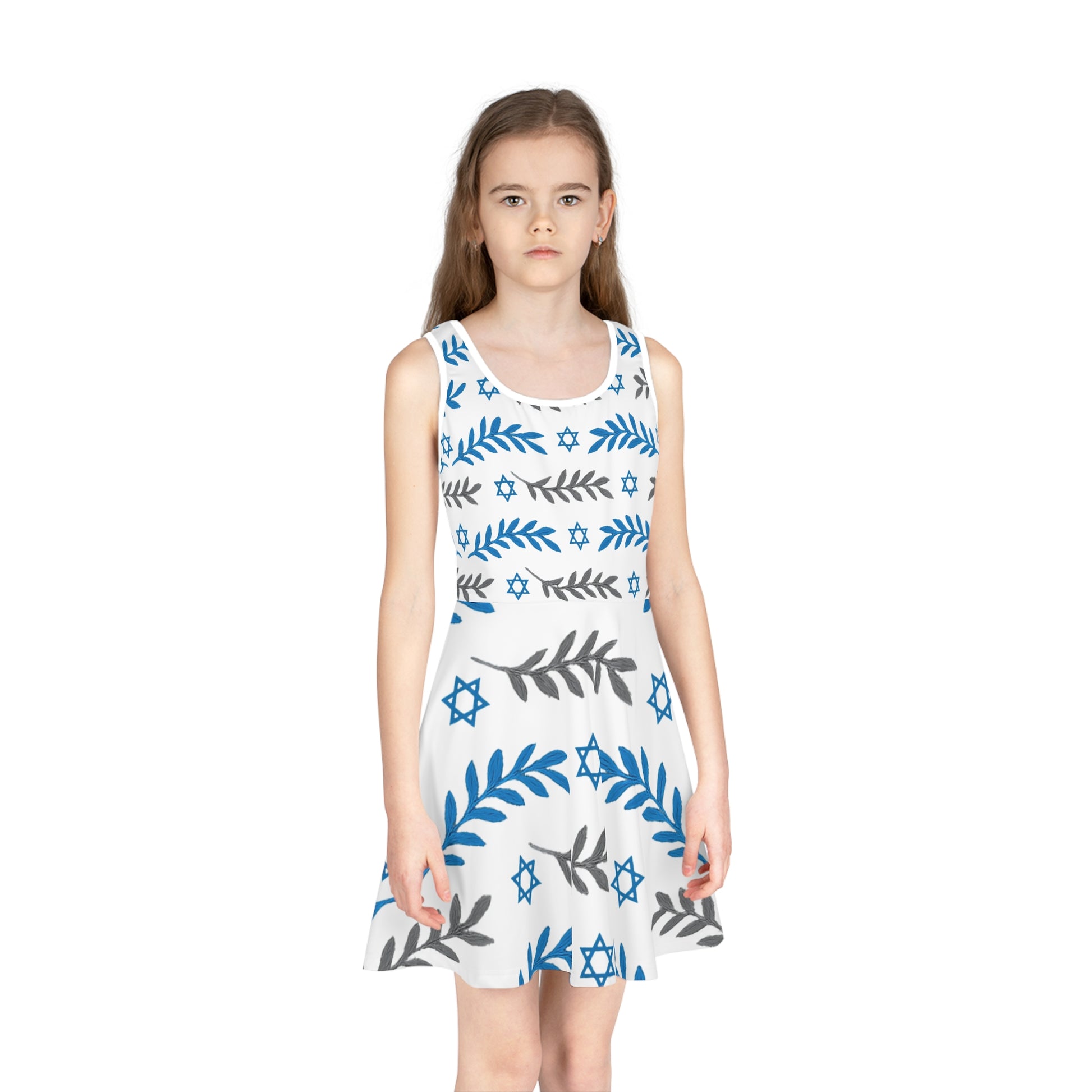 Olive and Shield Girls' Sleeveless Sundress (AOP) - American Zionist