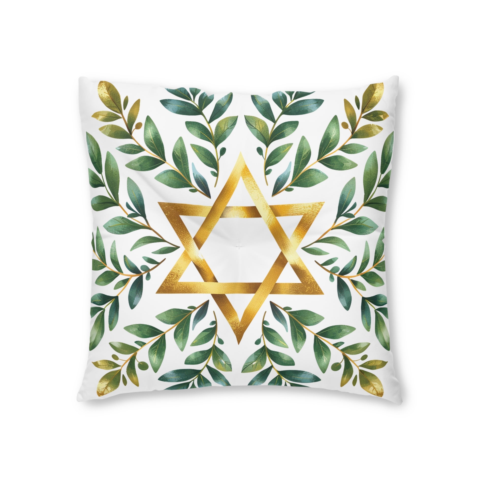 Wreath Star Of David Tufted Floor Pillow, Square - American Zionist