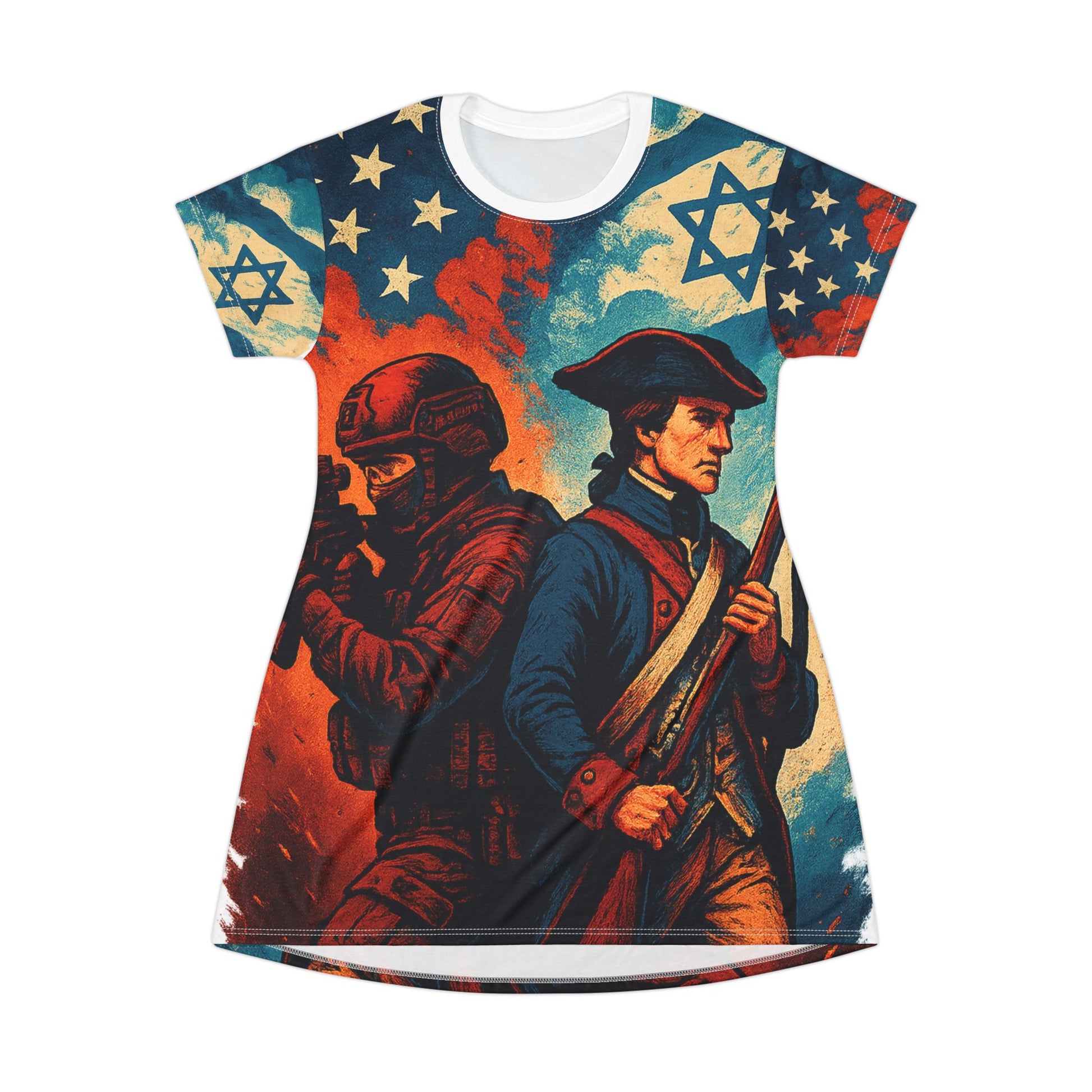 Defenders Across Generations T-Shirt Dress (AOP) - American Zionist