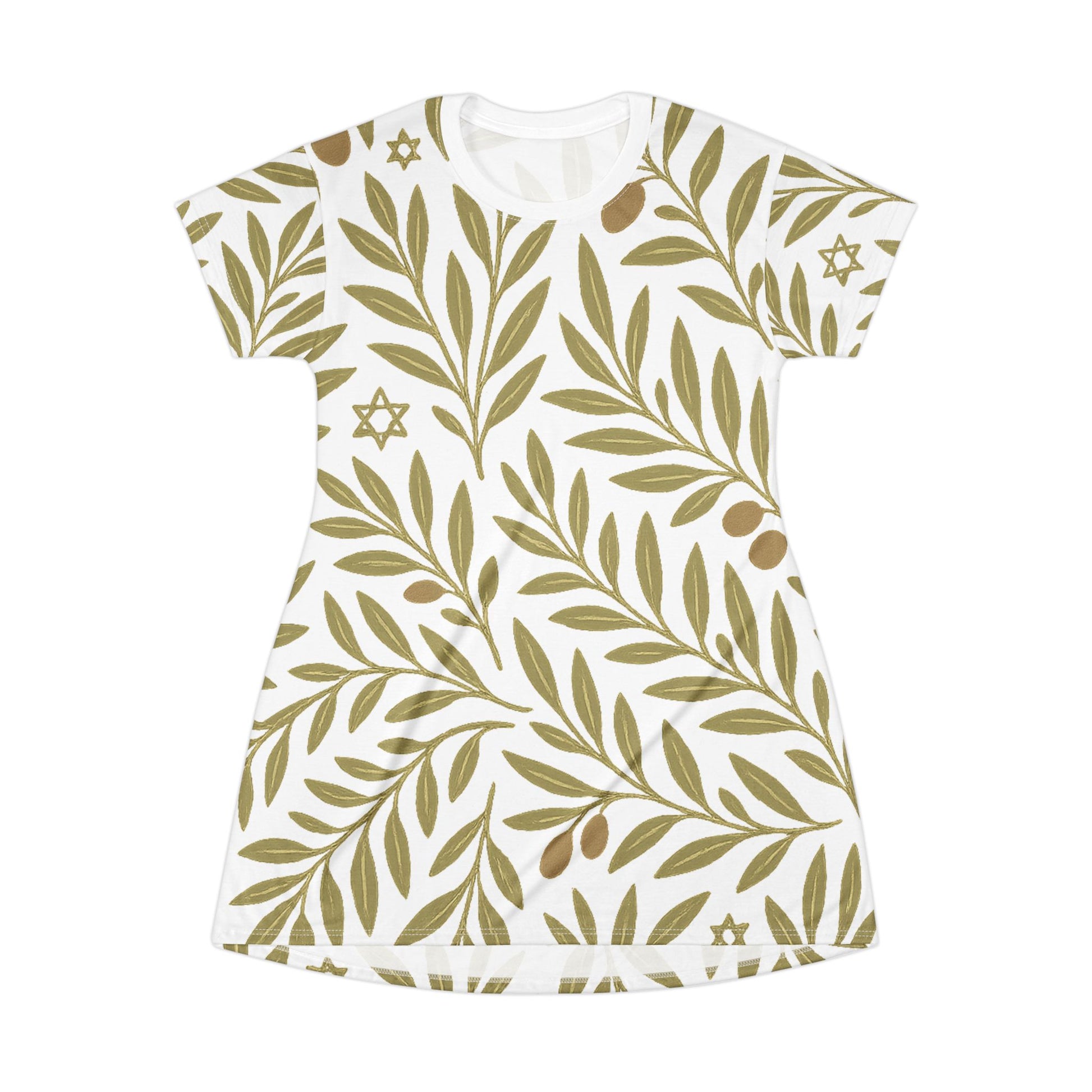 Olive Bloom T-Shirt Dress (AOP) - American Zionist