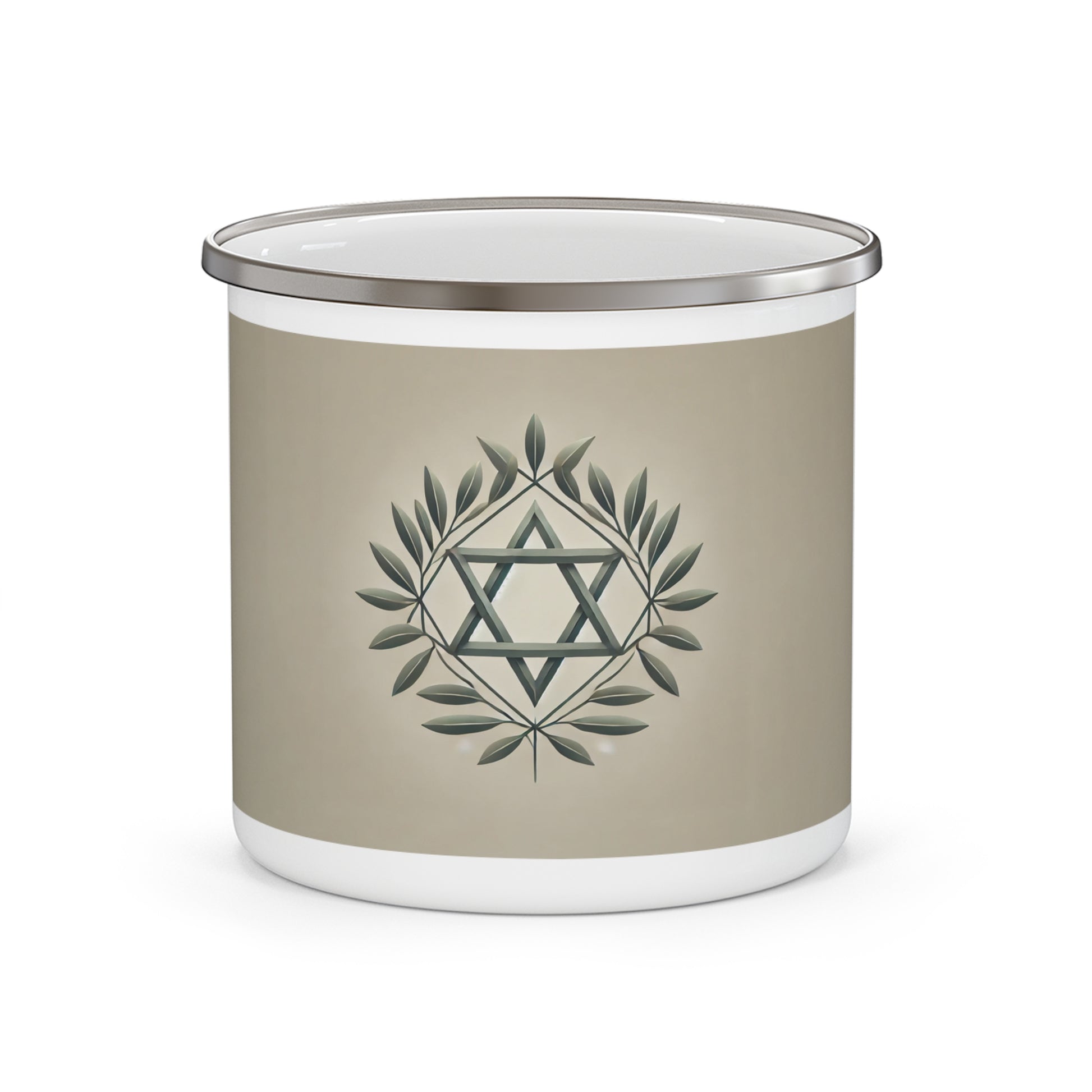 Olive and Star of David Enamel Camping Mug - American Zionist