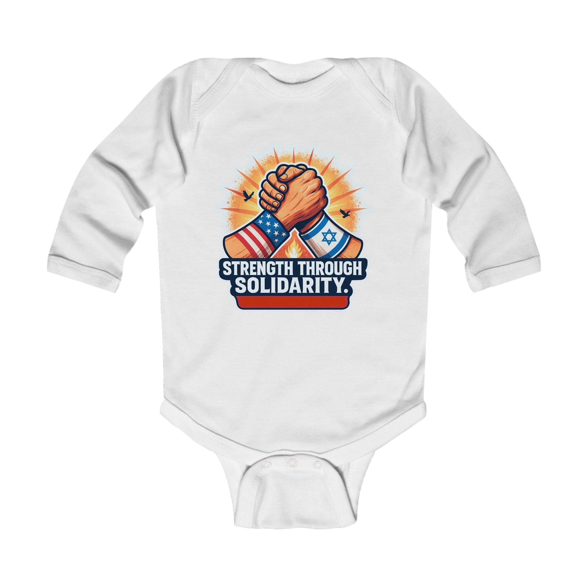 Strength Through Solidarity Infant Long Sleeve Bodysuit - American Zionist