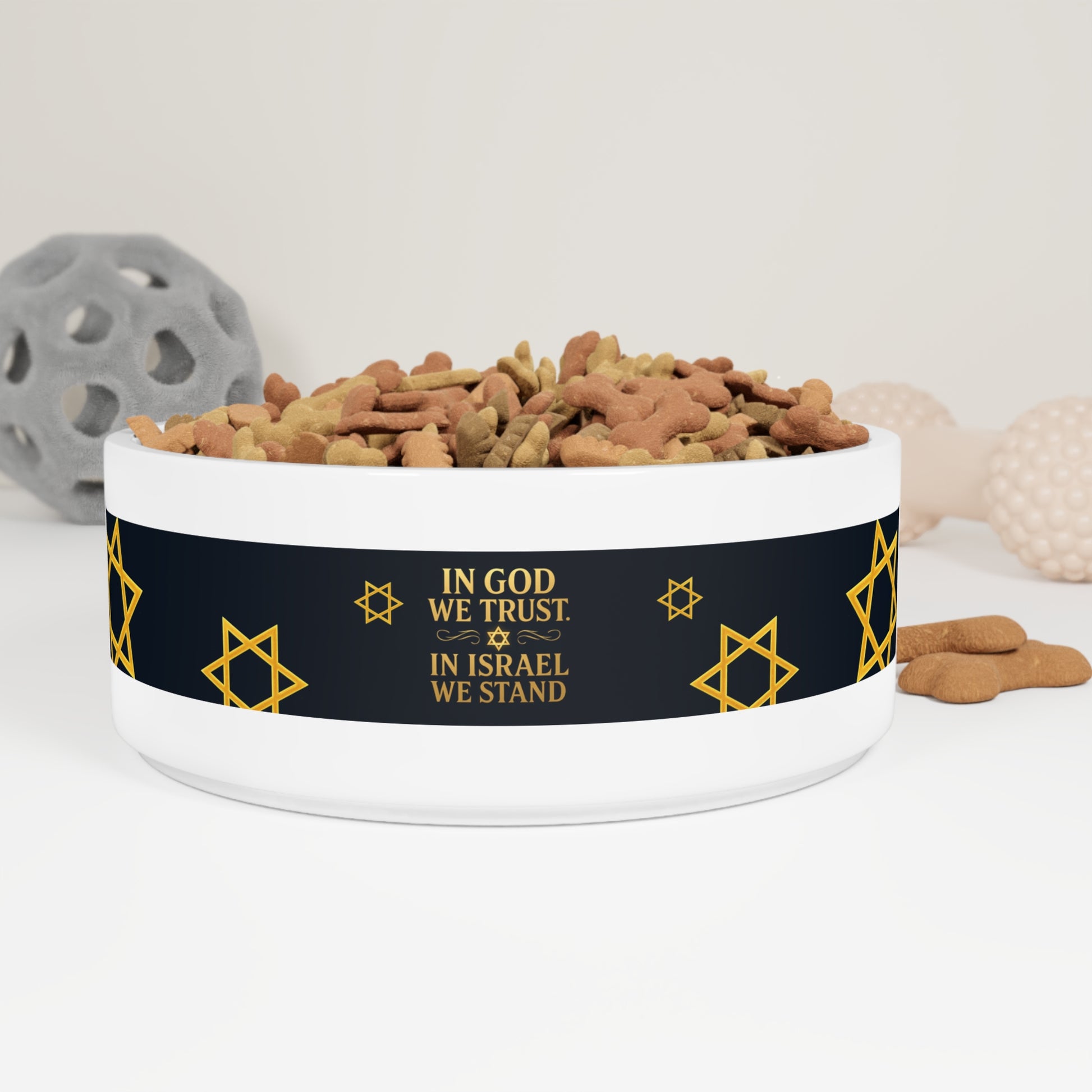 In God We Trust, In Israel We Stand with Stars Pet Bowl 16oz - American Zionist