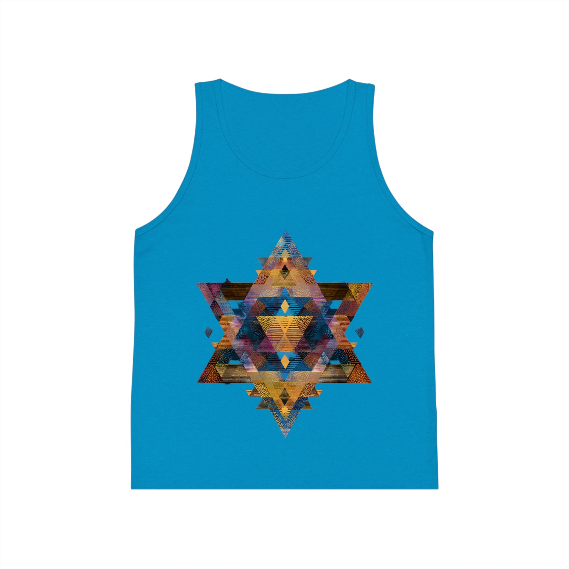 Star of David Geometric Kid's Jersey Tank Top - American Zionist