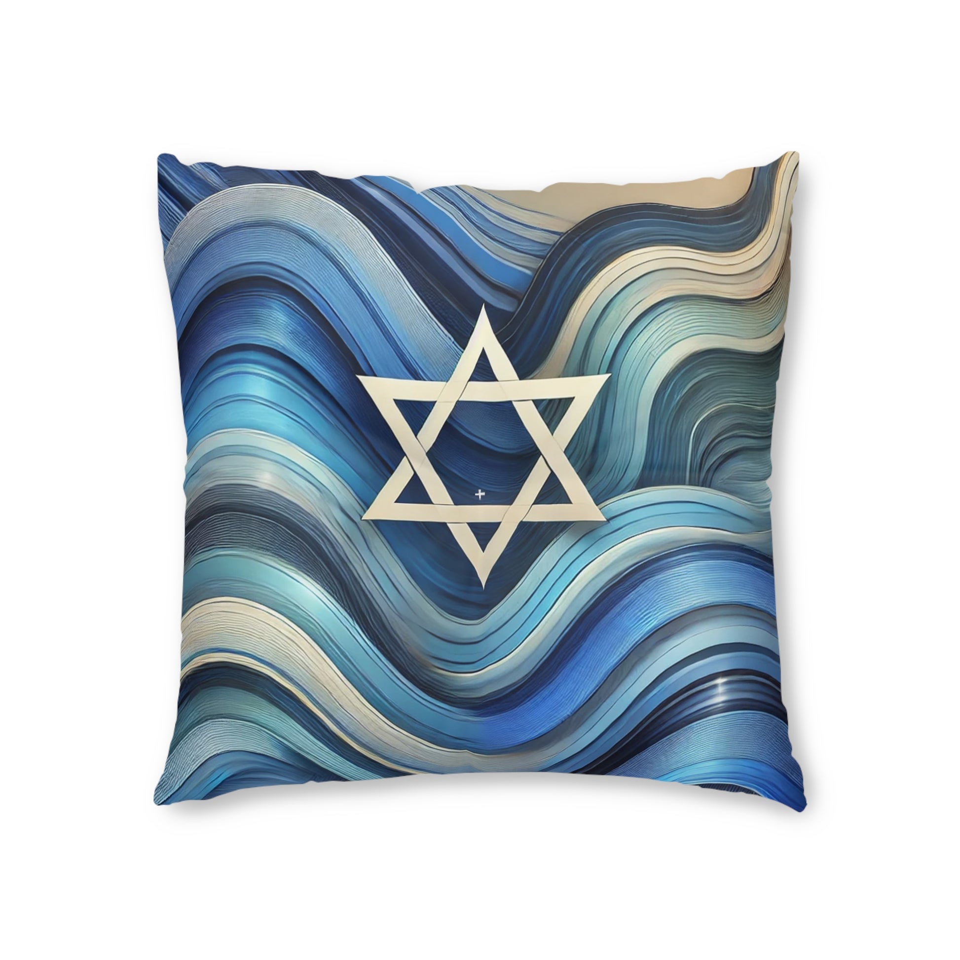Blue Wave Star Flow Tufted Floor Pillow, Square - American Zionist