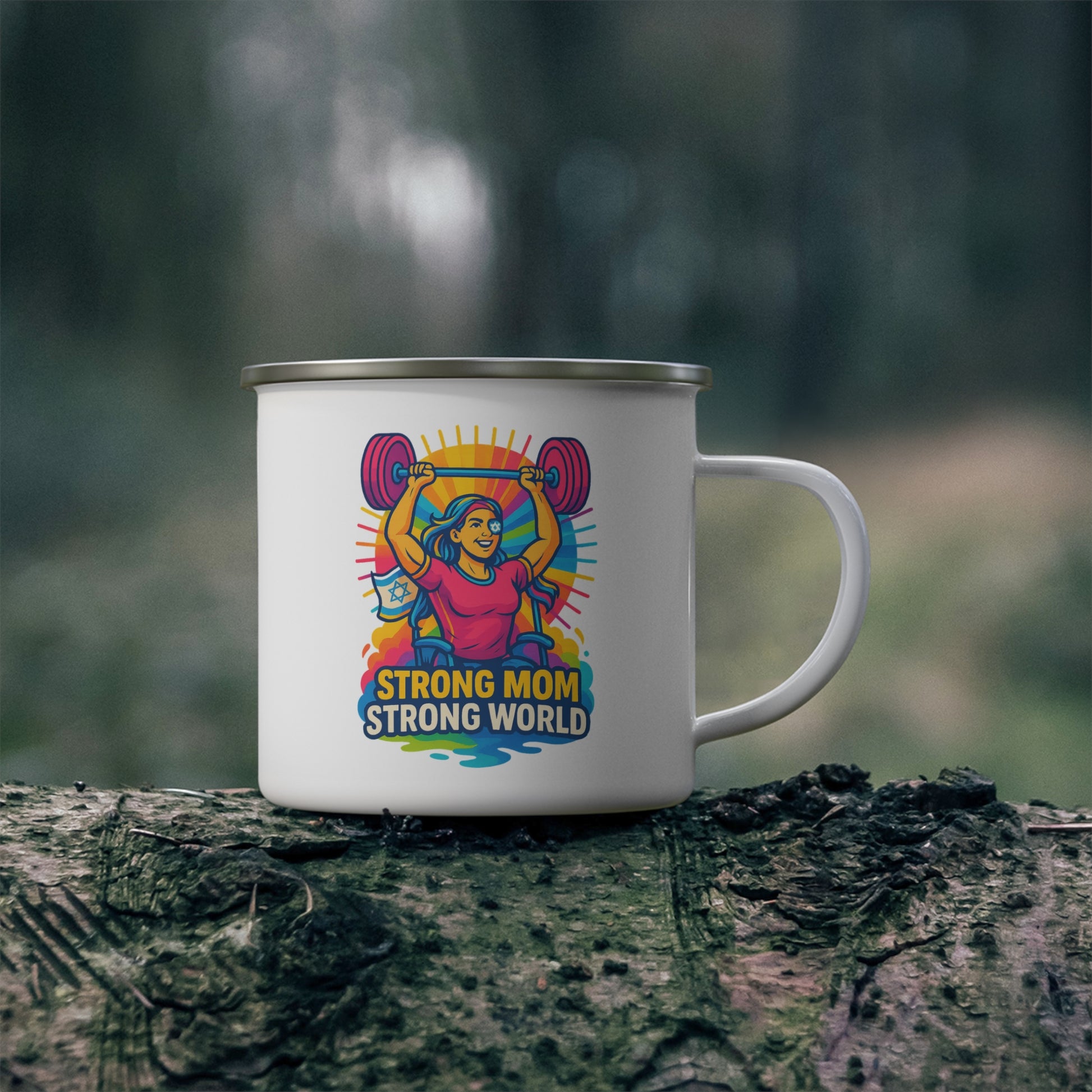 Strong Mom Enamel Camping Mug - American Zionist