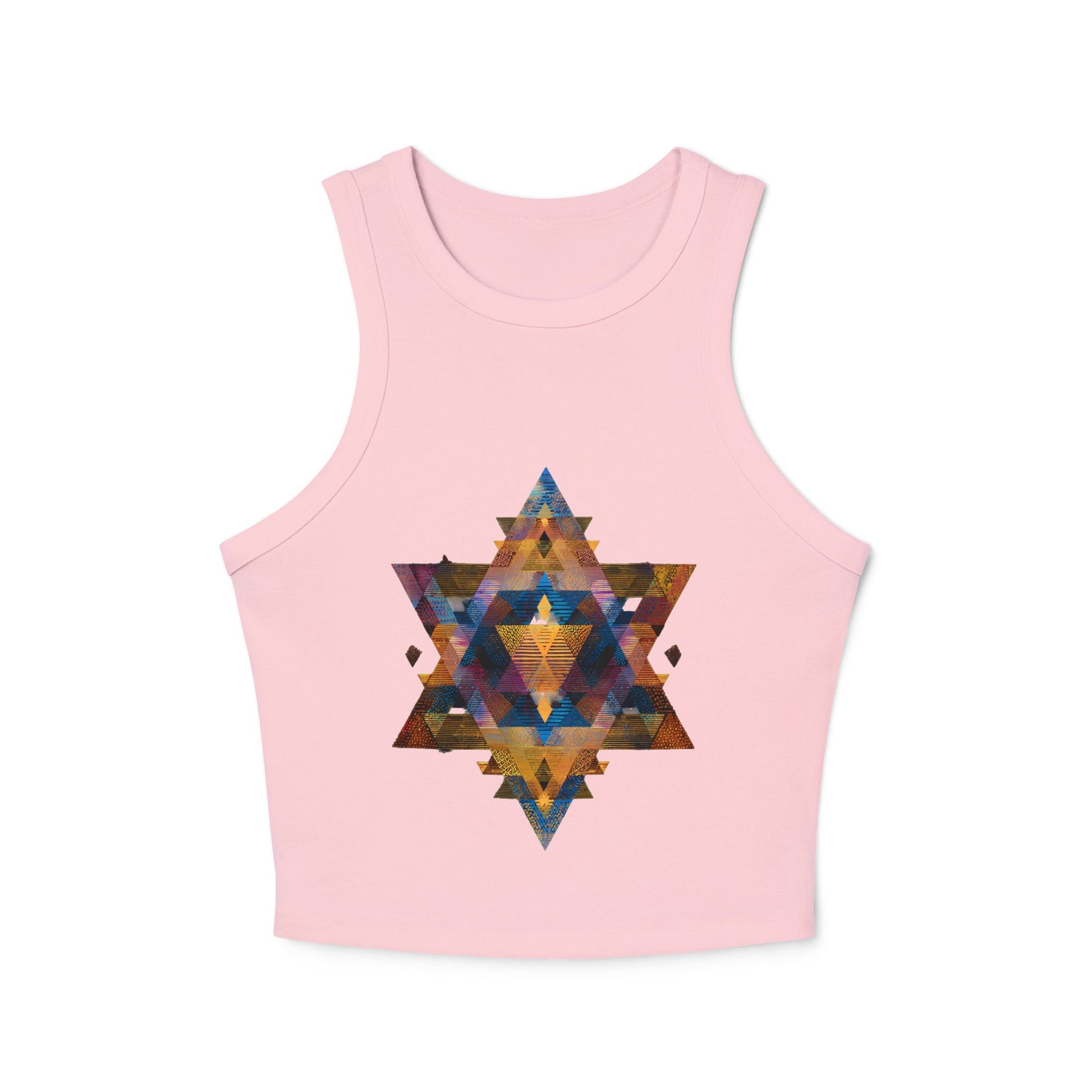 Star of David Geometric Women's Micro Rib Racer Tank Top - American Zionist