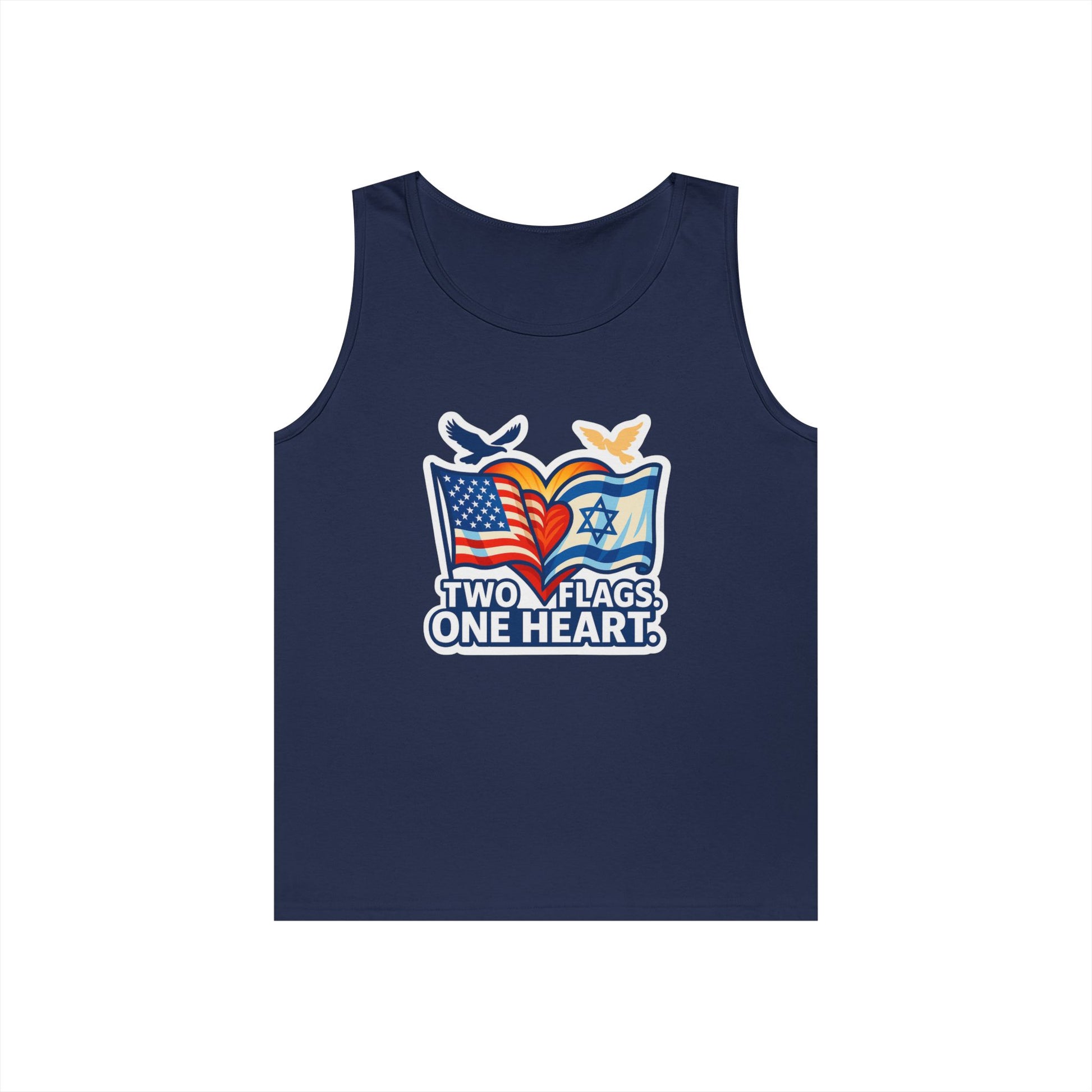 Two Flags. One Heart Unisex Heavy Cotton Tank Top - American Zionist