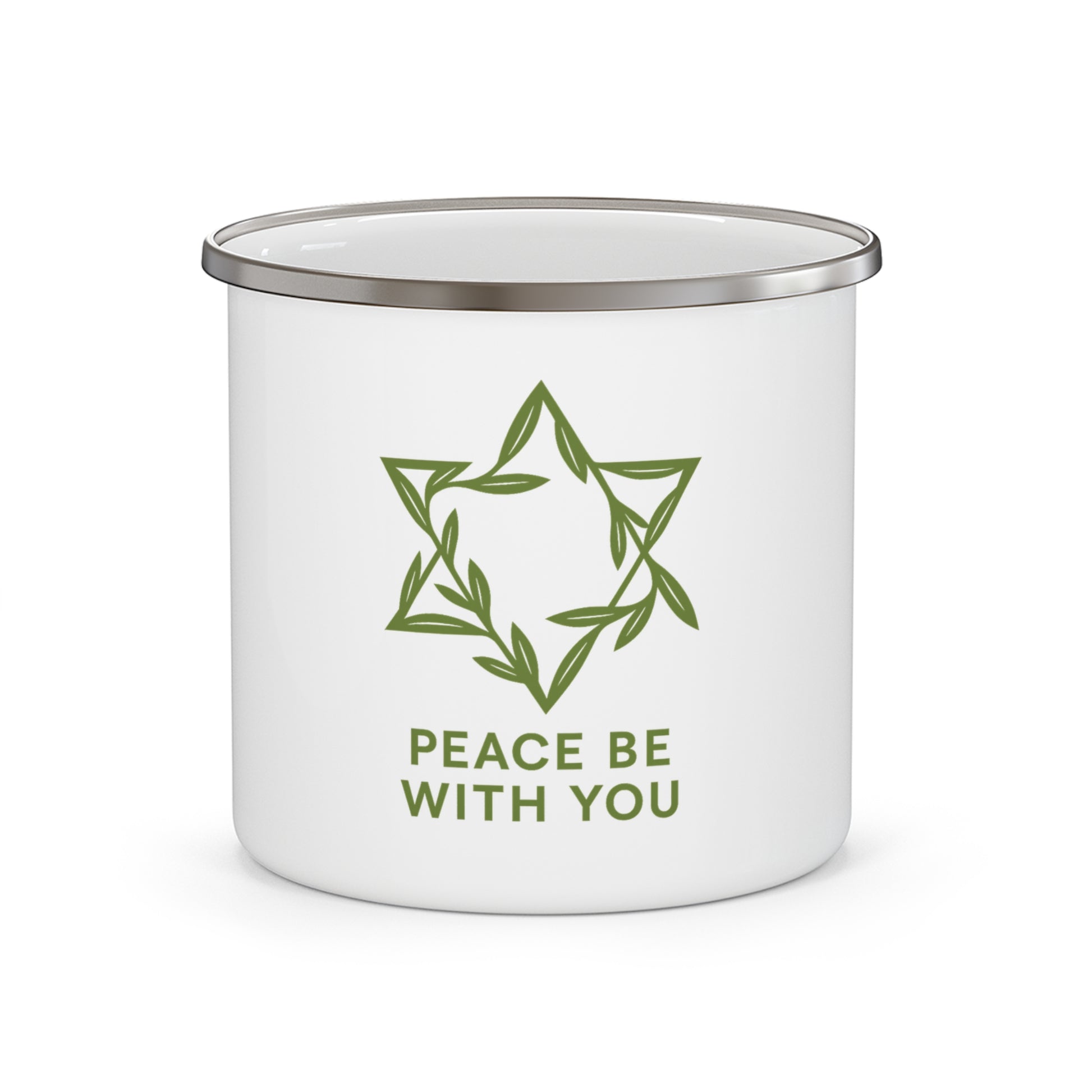 Peacewoven Star Enamel Camping Mug - American Zionist