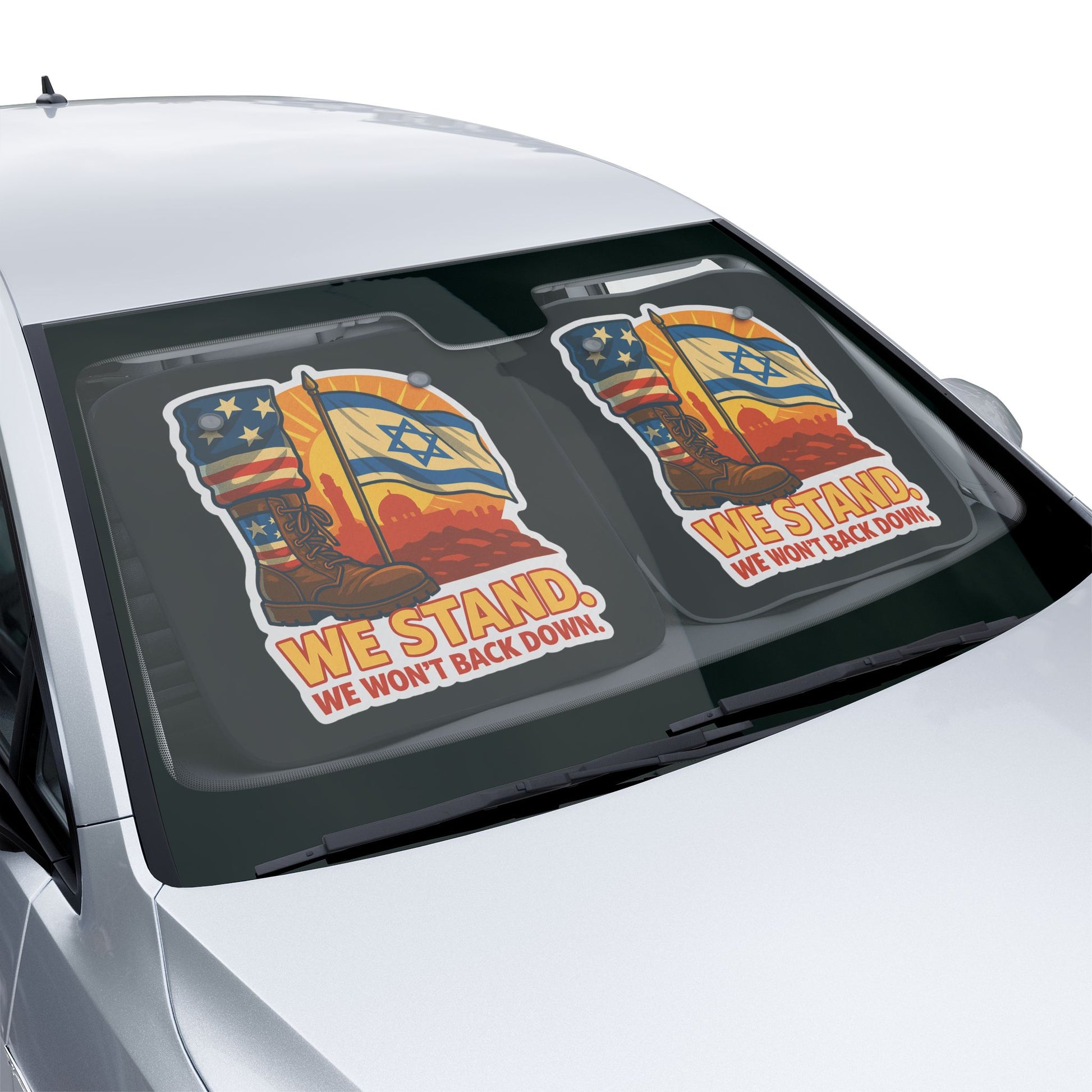 We Stand Car Sun Shades - American Zionist