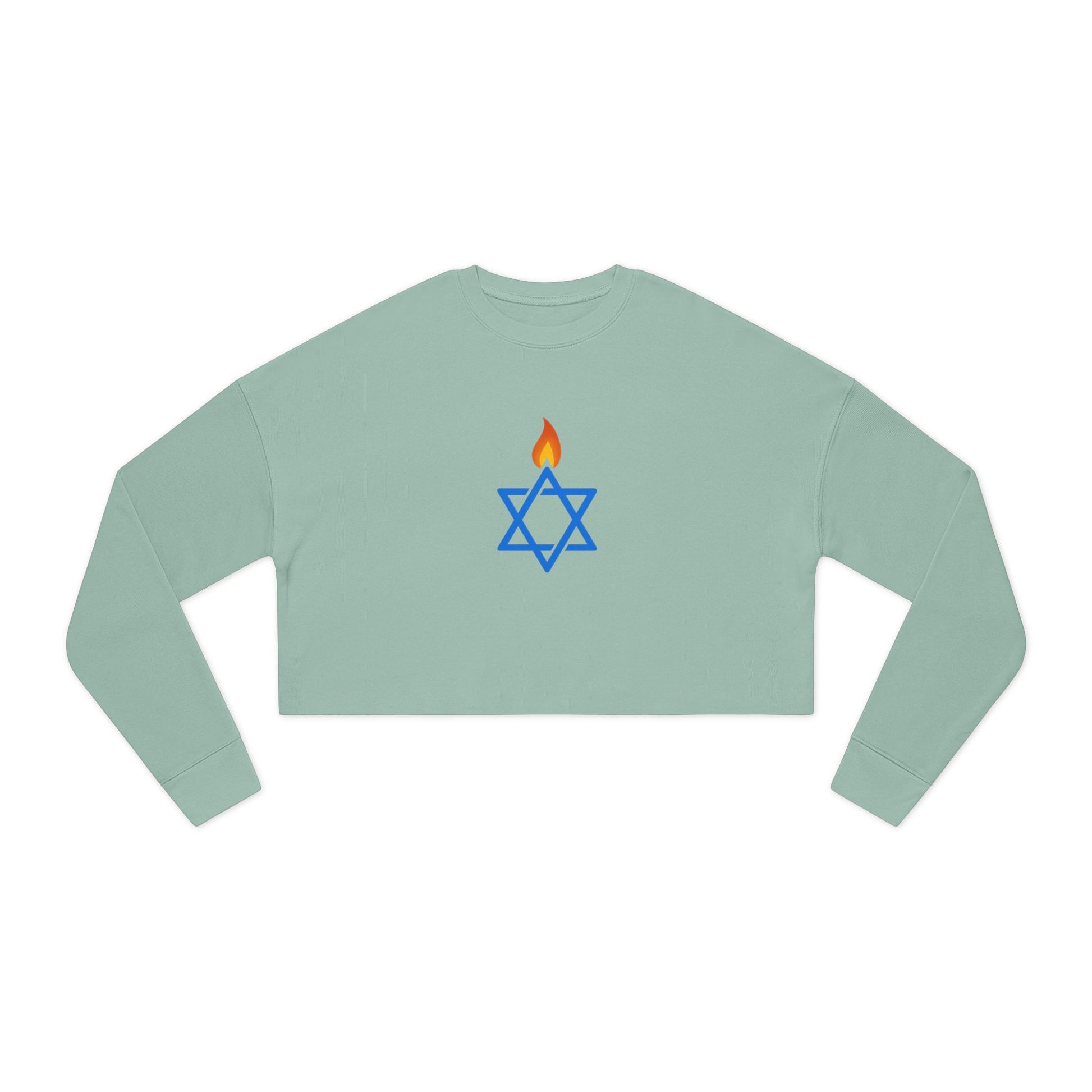 Fire Stars Of David Women's Cropped Sweatshirt - American Zionist