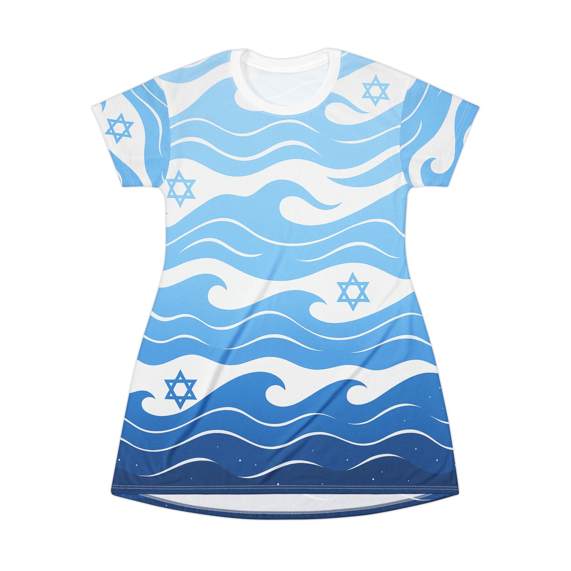 Waves of the Land T-Shirt Dress (AOP) - American Zionist