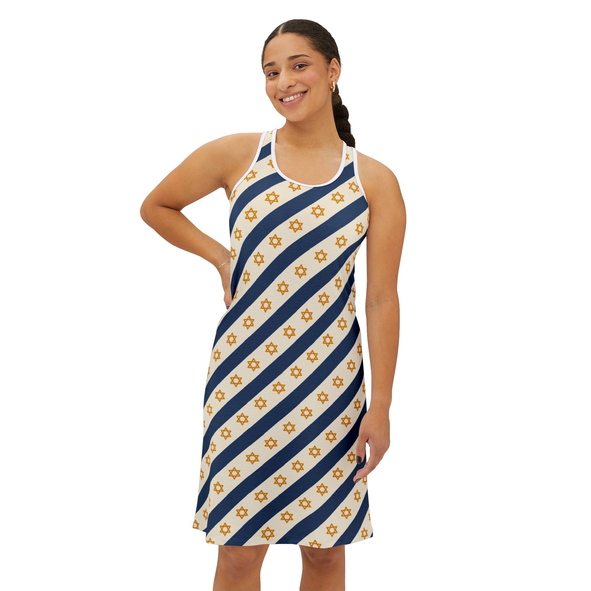 Israel Regalia Stripe Women's Racerback Dress (AOP) - American Zionist