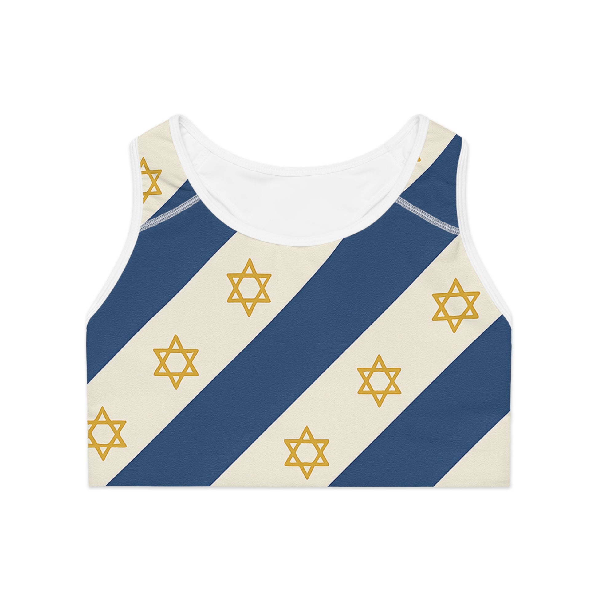 Israel Regalia Stripe Sports Bra (AOP) - American Zionist