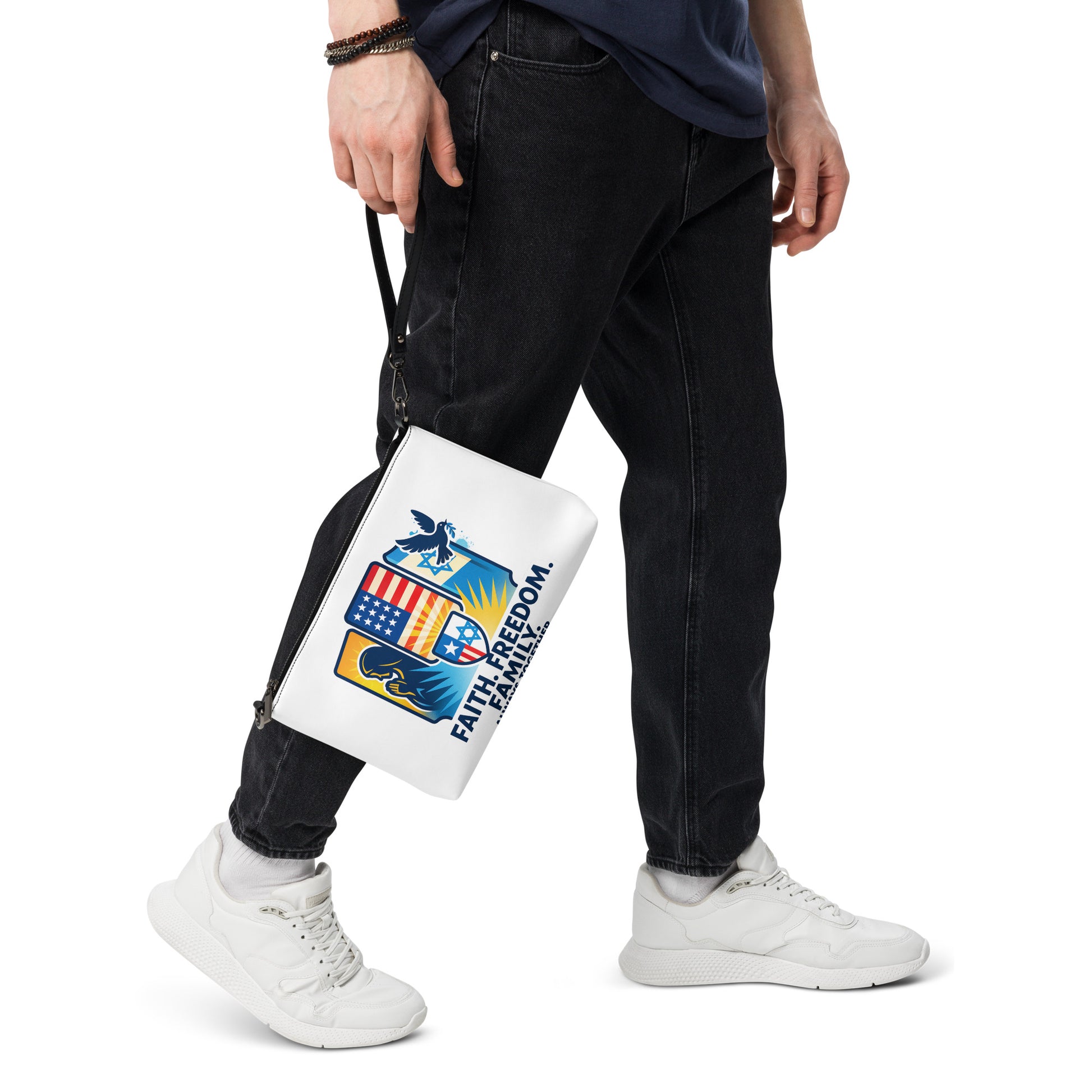Faith Freedom Family All - Over Print Crossbody Bag - American Zionist