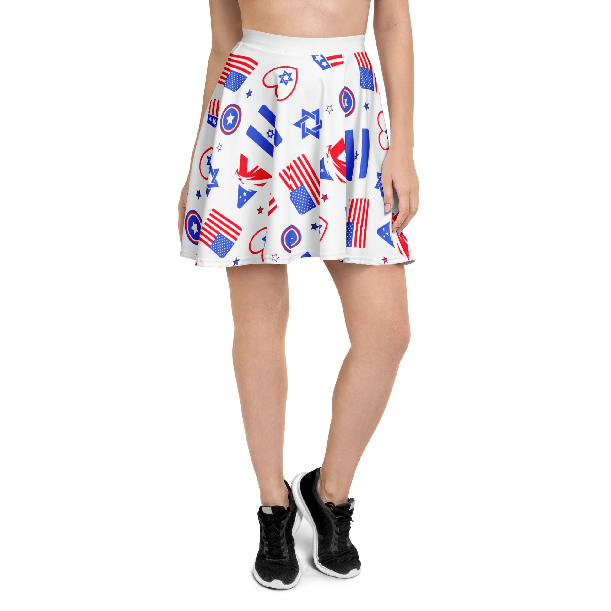 Zionist Heart Pattern All - Over Print Skater Skirt - American Zionist
