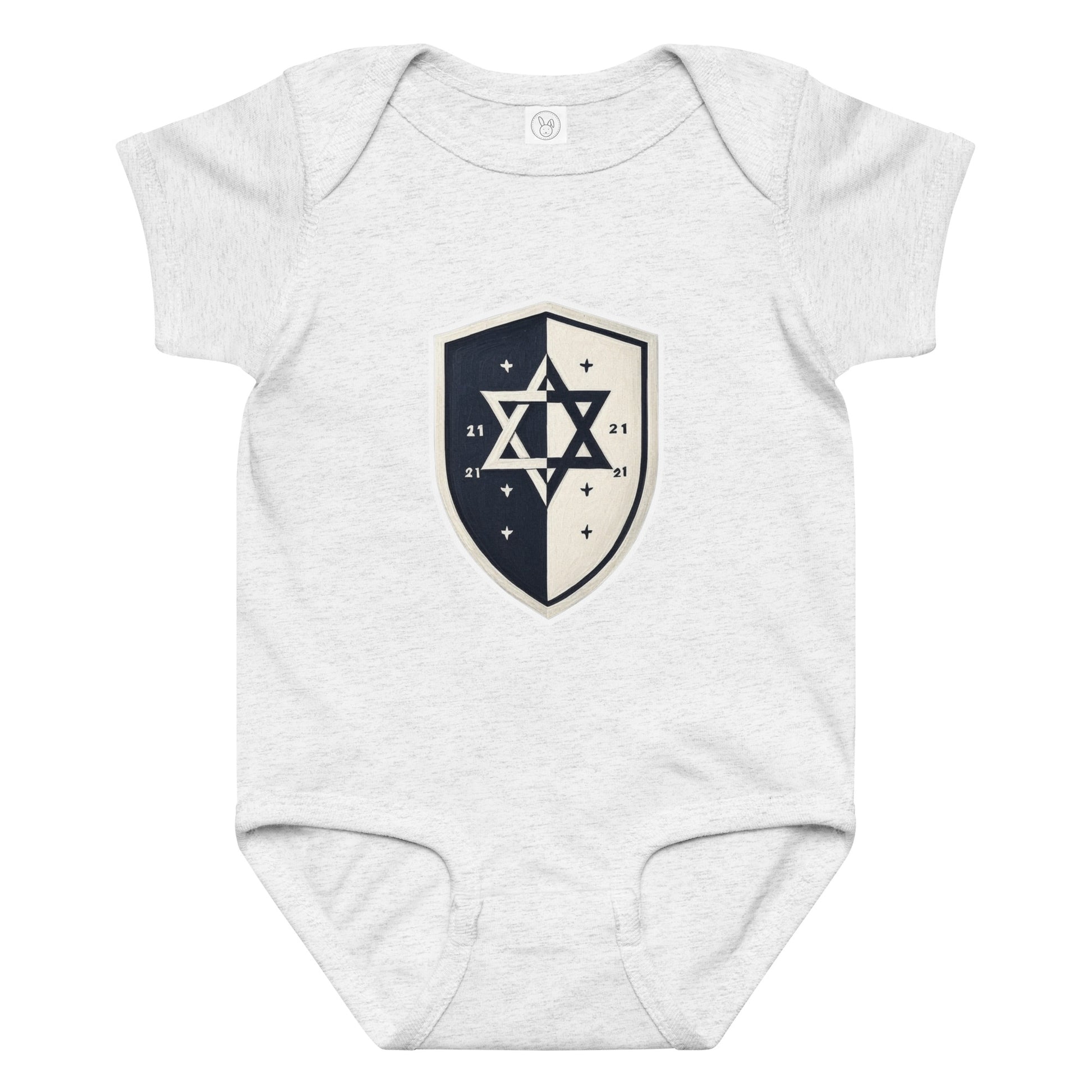 Black and White Shield Baby Jersey Bodysuit - American Zionist