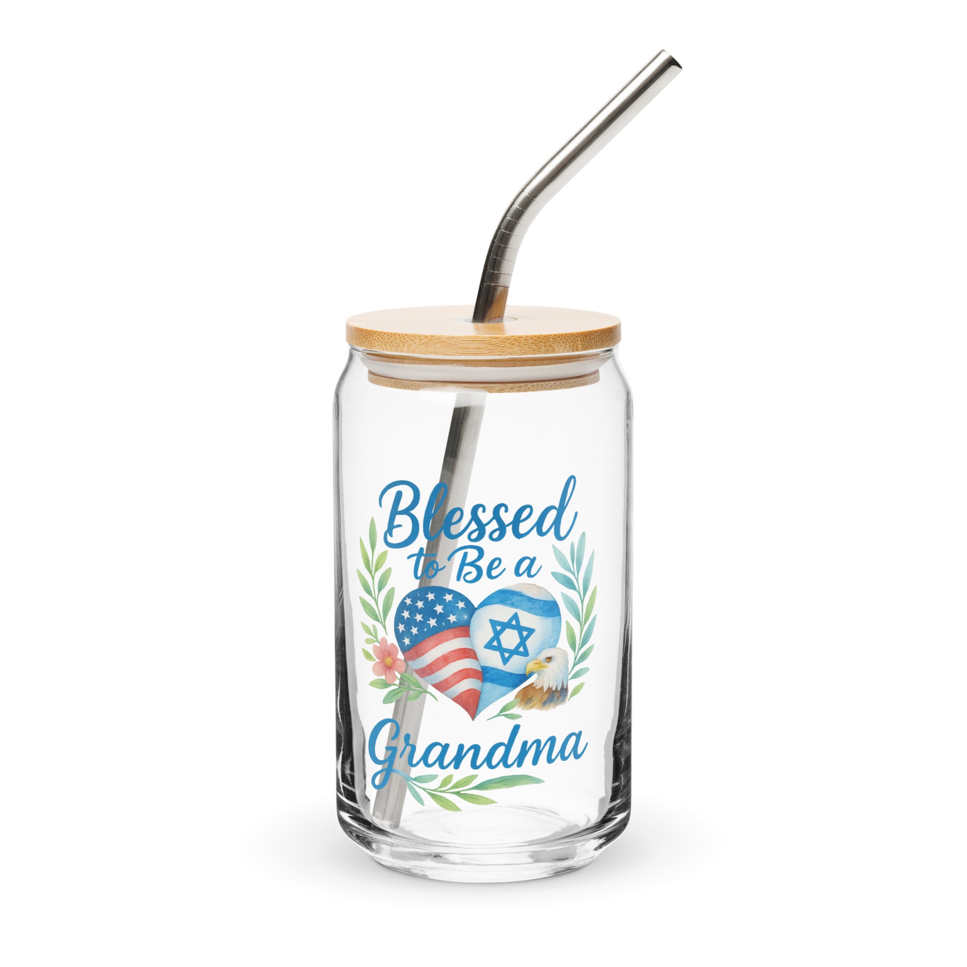 Blessed To Be A Grandma Can - Shaped Glass - American Zionist
