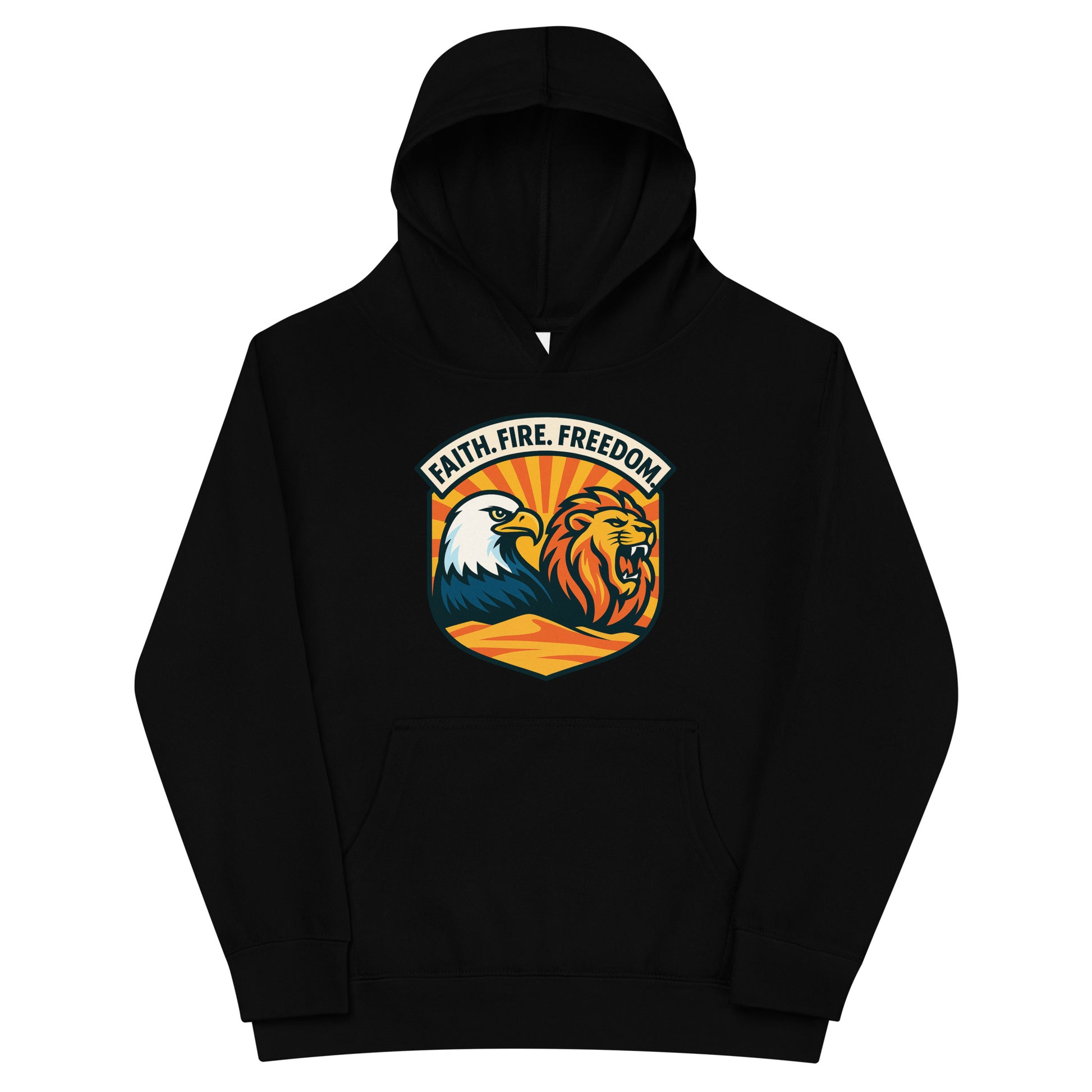 Lions Eagles Rise Kids Fleece Hoodie - American Zionist