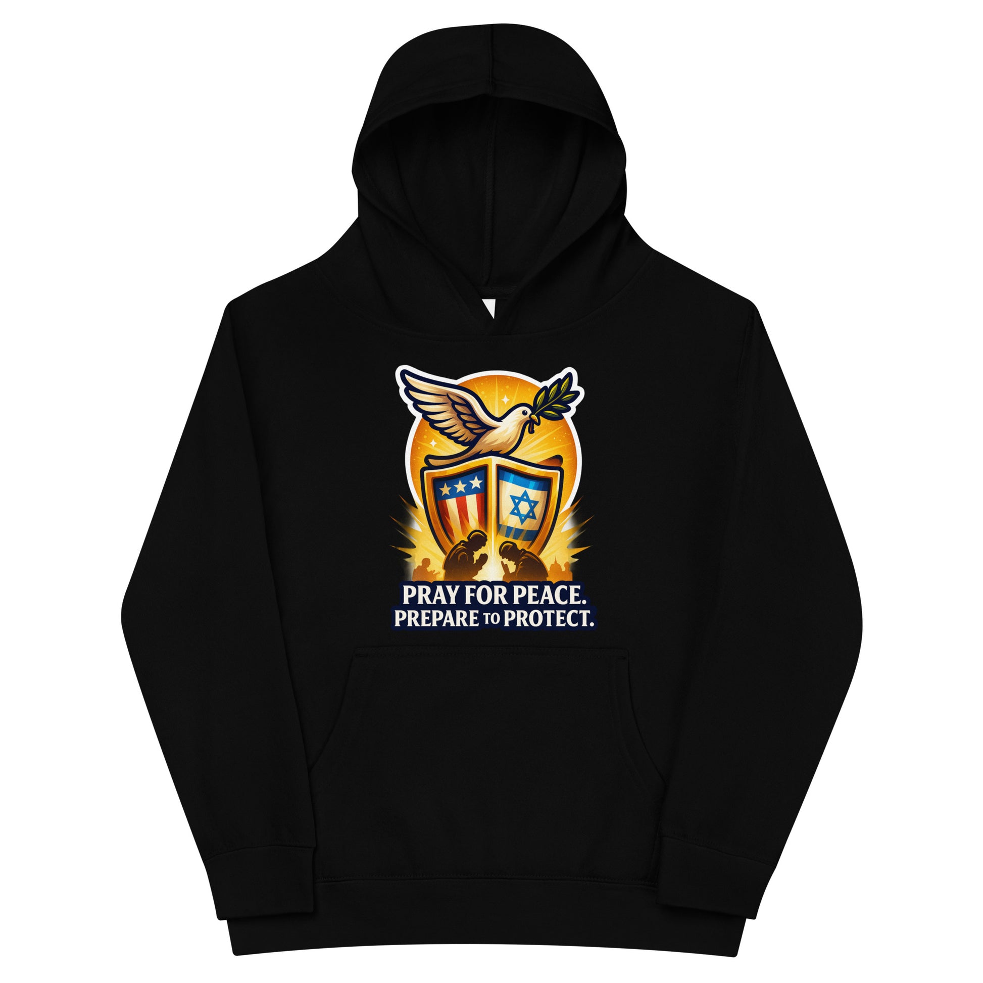 Pray for Peace Kids Fleece Hoodie - American Zionist