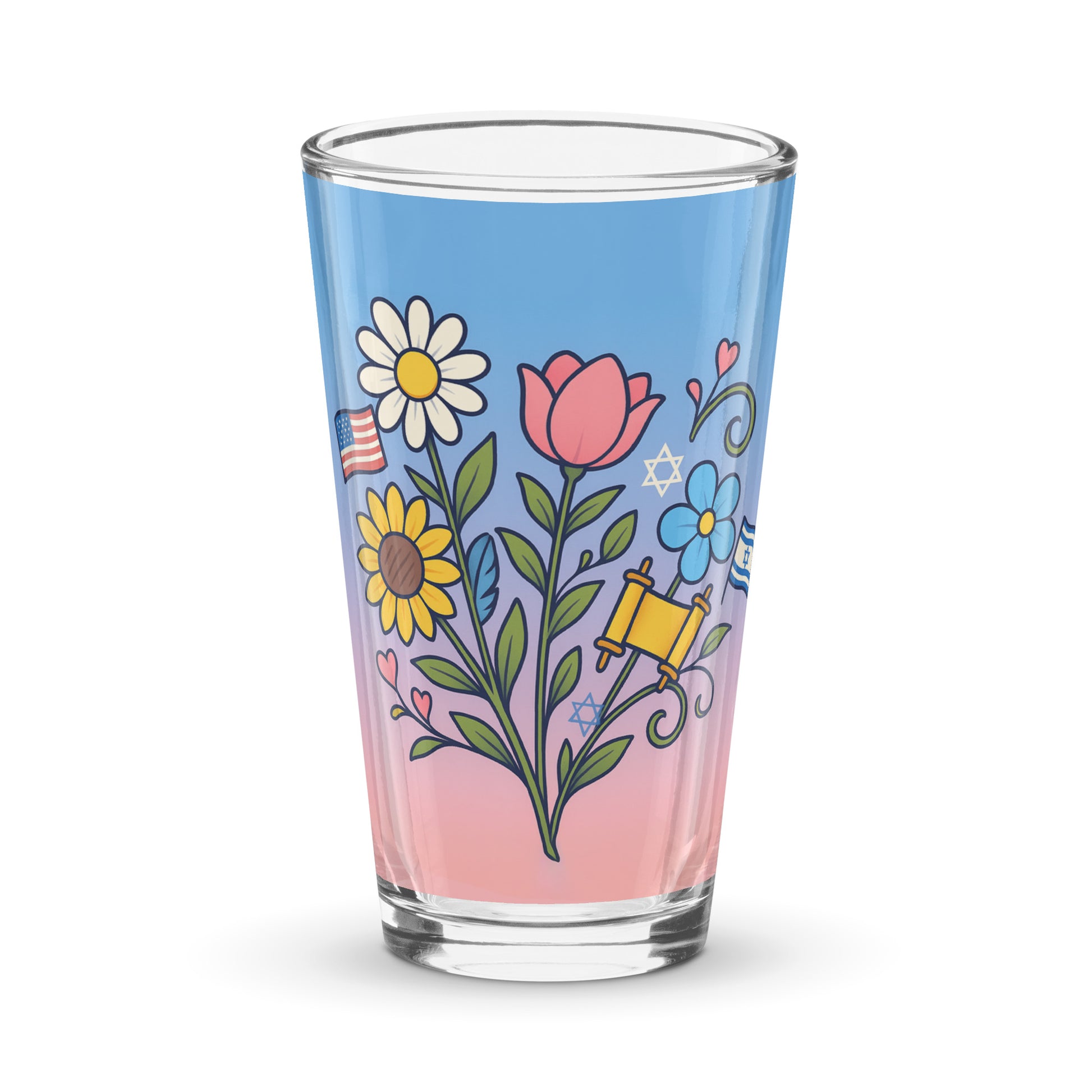 Flourish With Freedom Shaker Pint Glass (16 oz) - American Zionist