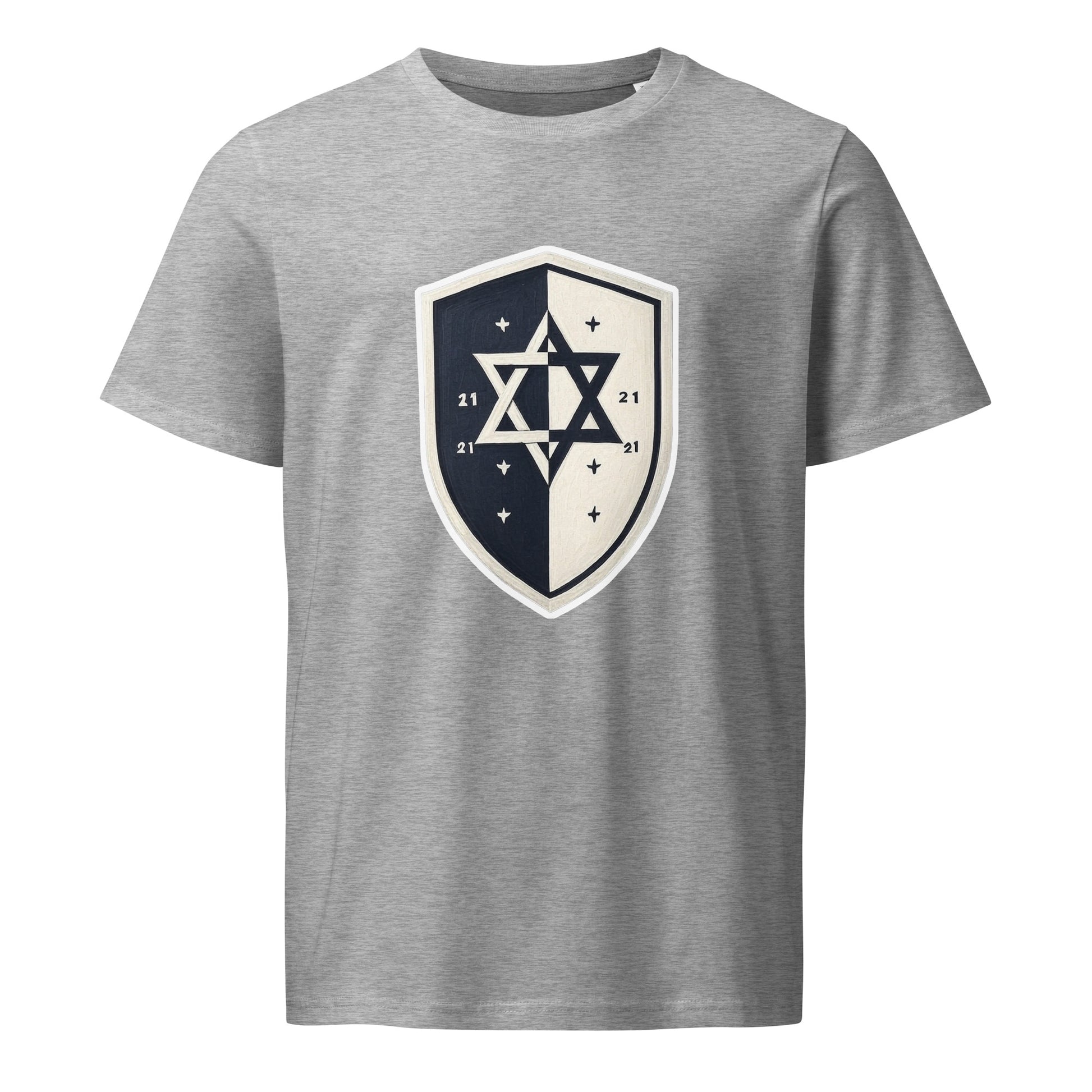 Black and White Shield Unisex Organic Mid - Light T-Shirt - American Zionist