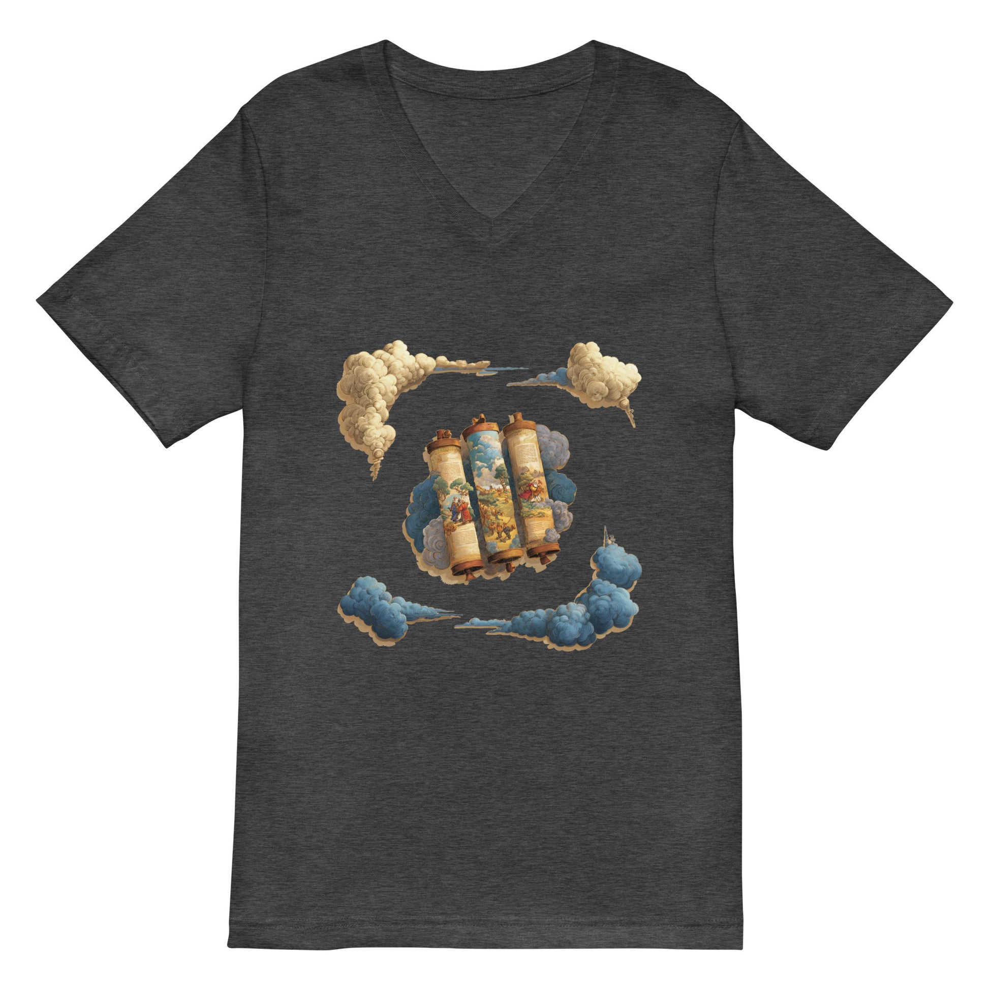 Cloudy Scroll of Moses Unisex V - Neck Tee - American Zionist