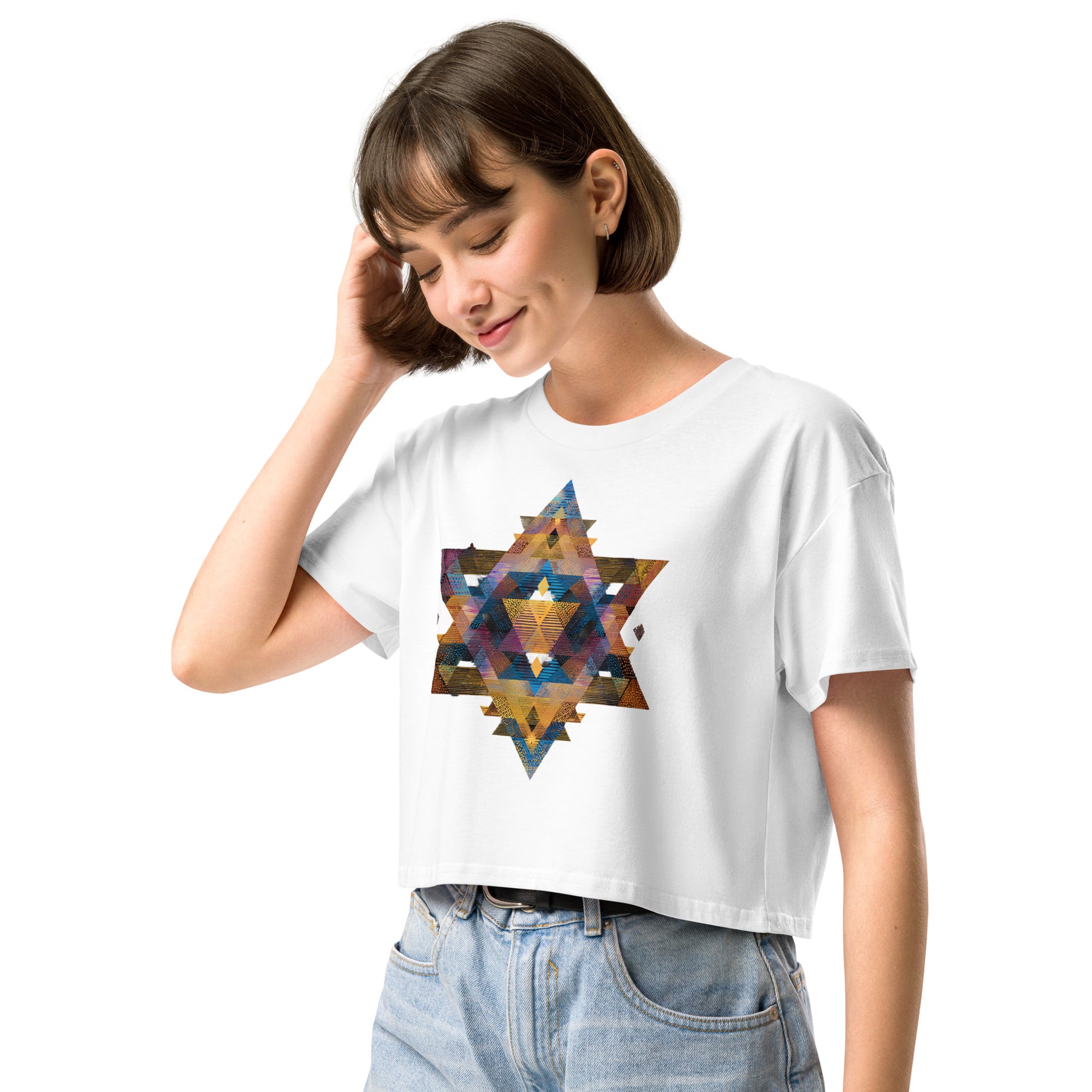 Star of David Geometric Women's Crop Top - American Zionist