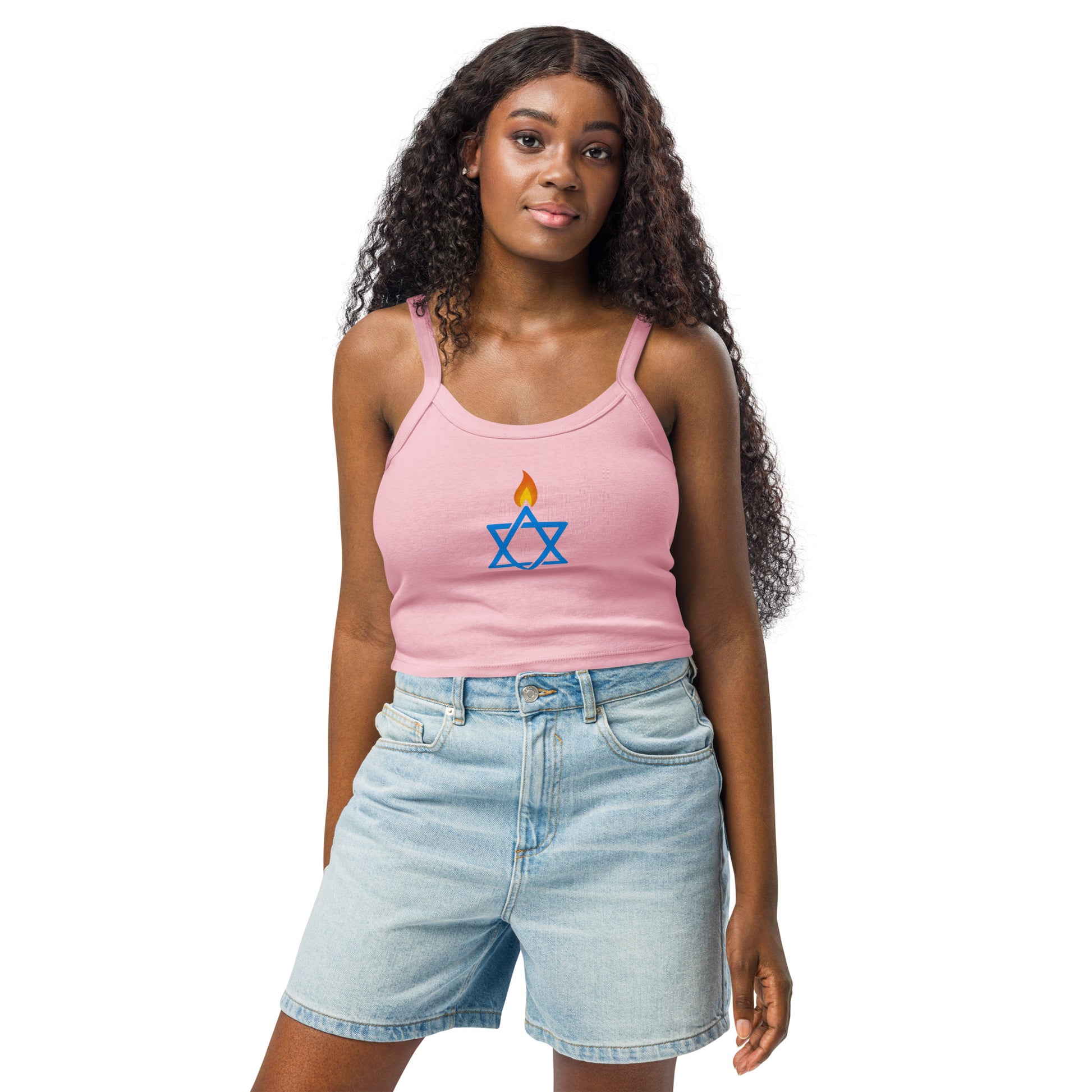Fire Stars Of David Women's Micro - Rib Tank Top - American Zionist