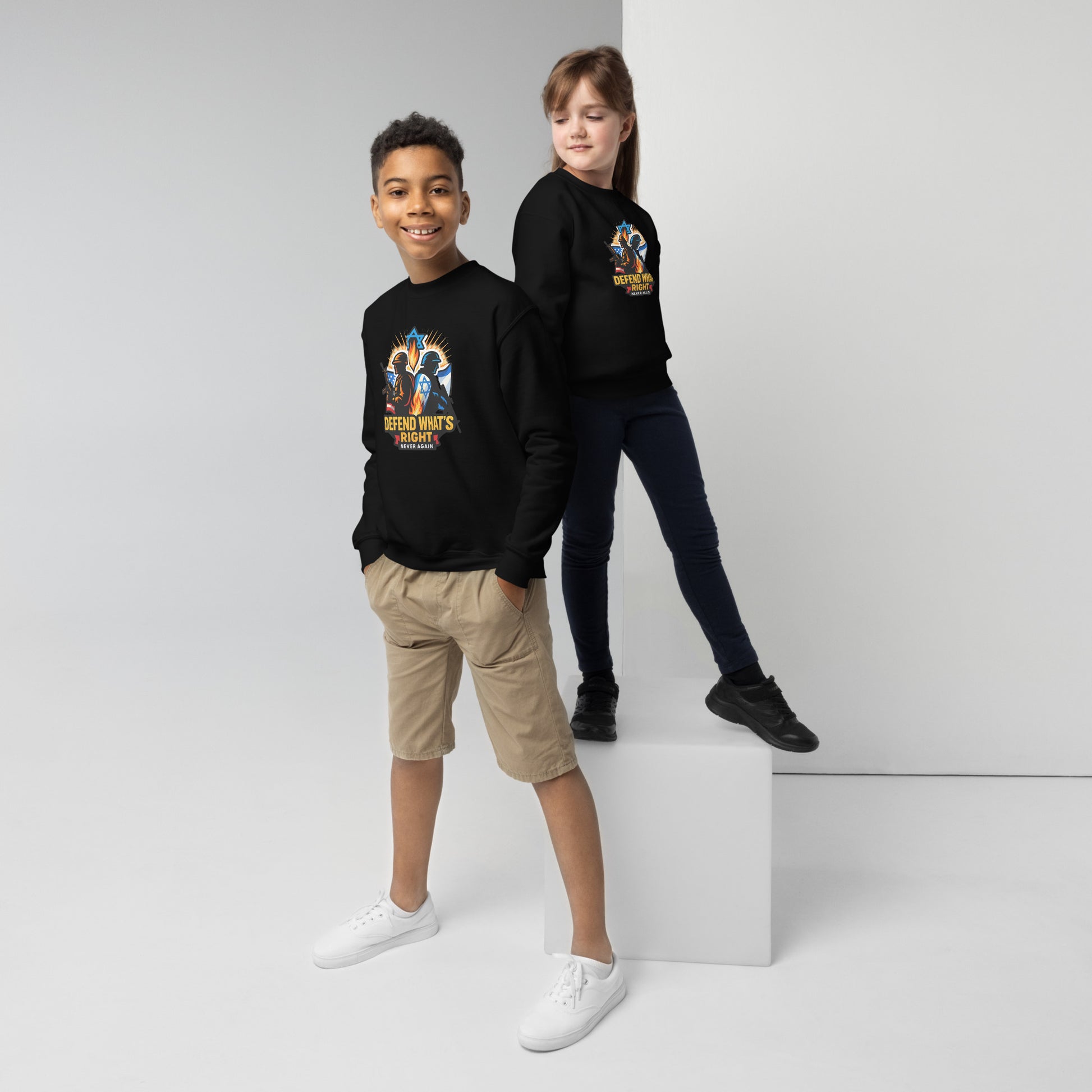 Defend What's Right Youth Crew Neck Sweatshirt - American Zionist