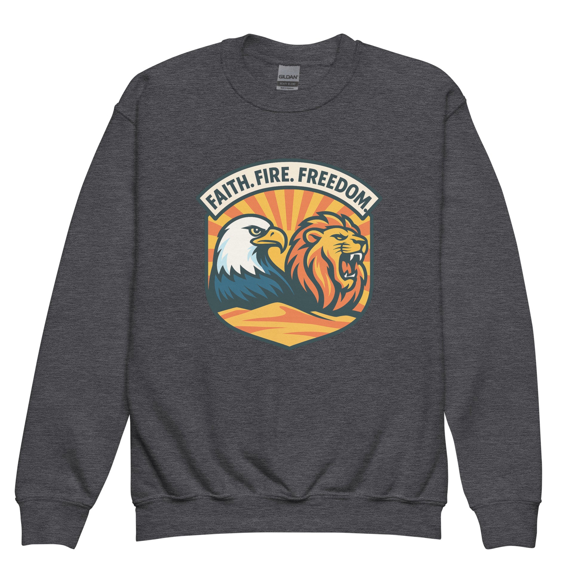 Lions Eagles Rise Youth Crew Neck Sweatshirt - American Zionist