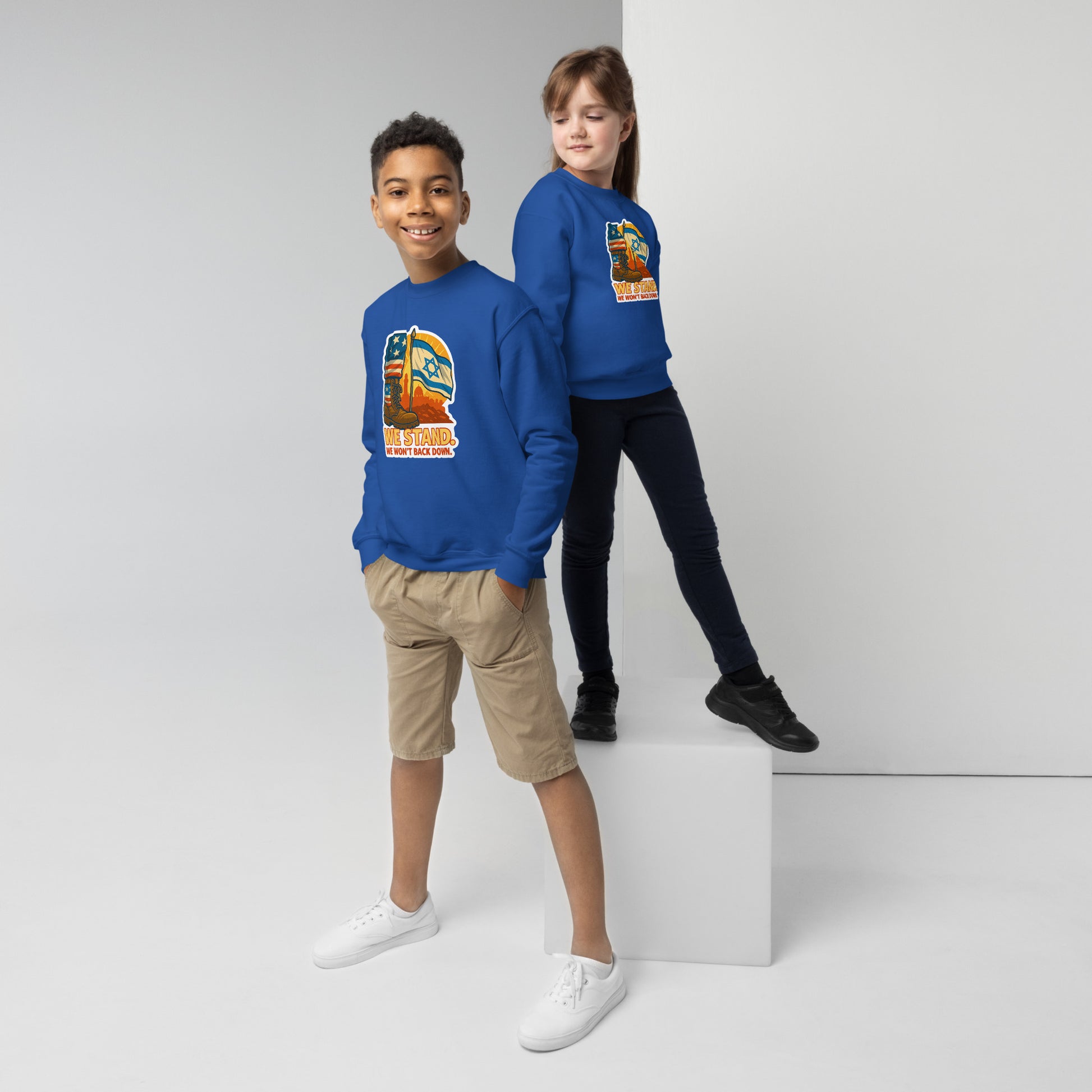 We Stand Youth Crew Neck Sweatshirt - American Zionist
