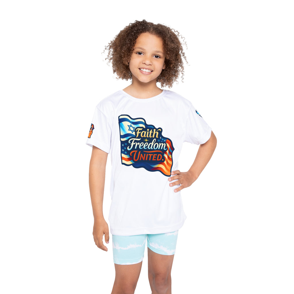 Faith Freedom United Kids Sports Jersey (AOP) - American Zionist