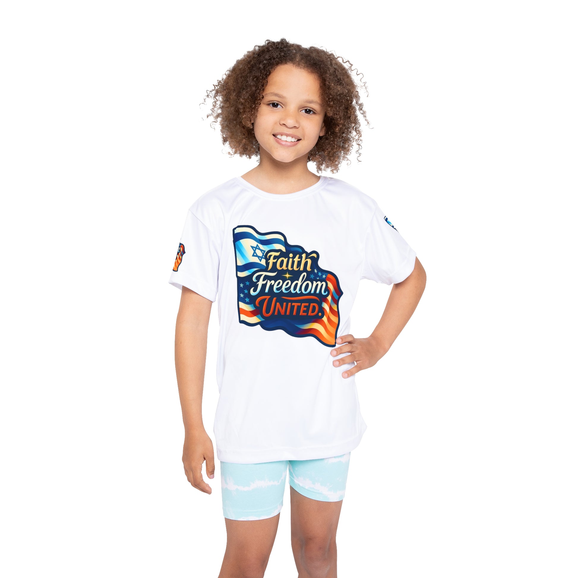 Faith Freedom United Kids Sports Jersey (AOP) - American Zionist