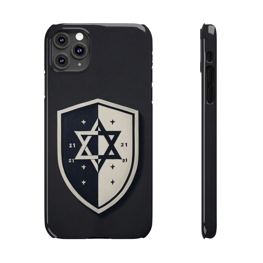 Black and White Shield Slim Phone Cases - American Zionist