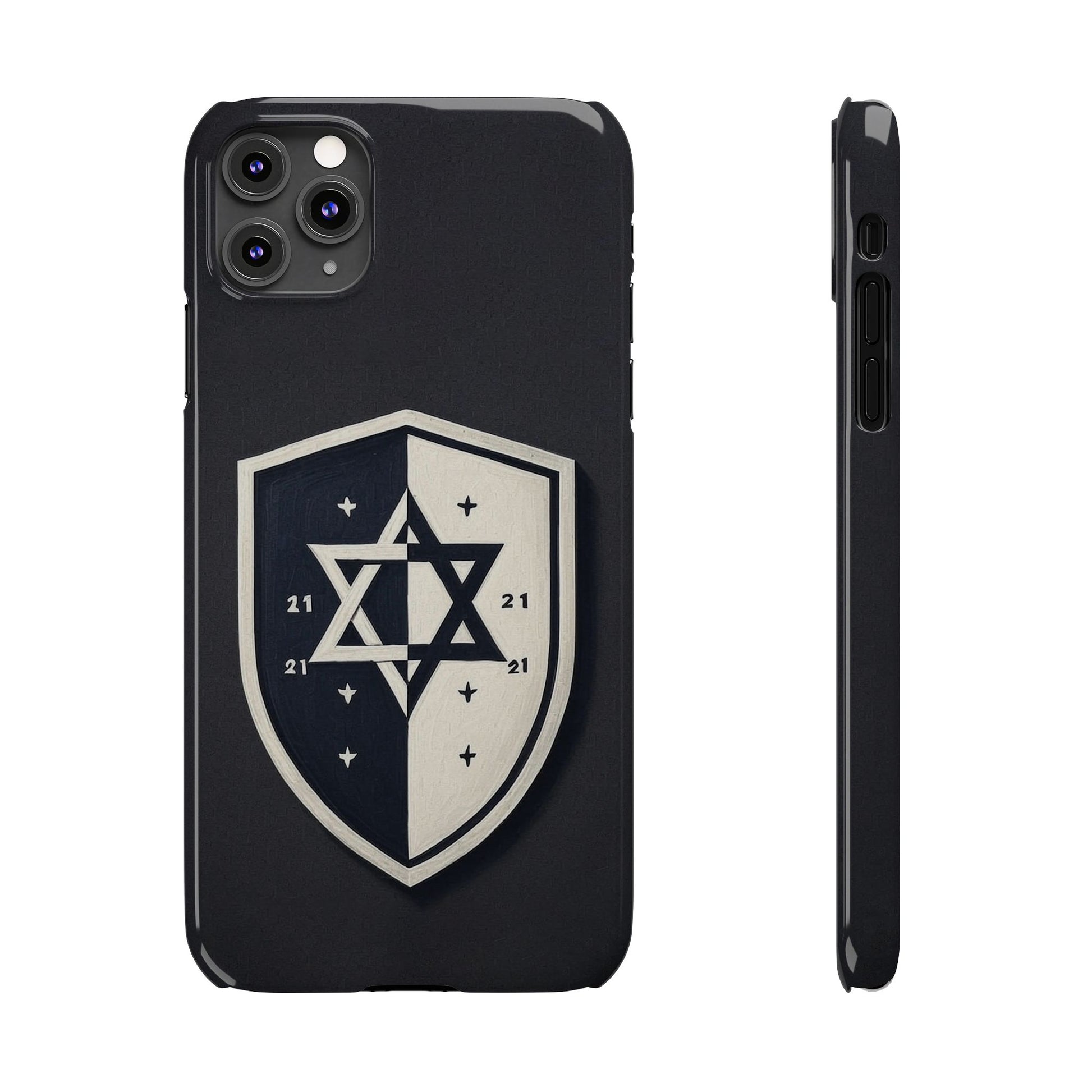 Black and White Shield Slim Phone Cases - American Zionist