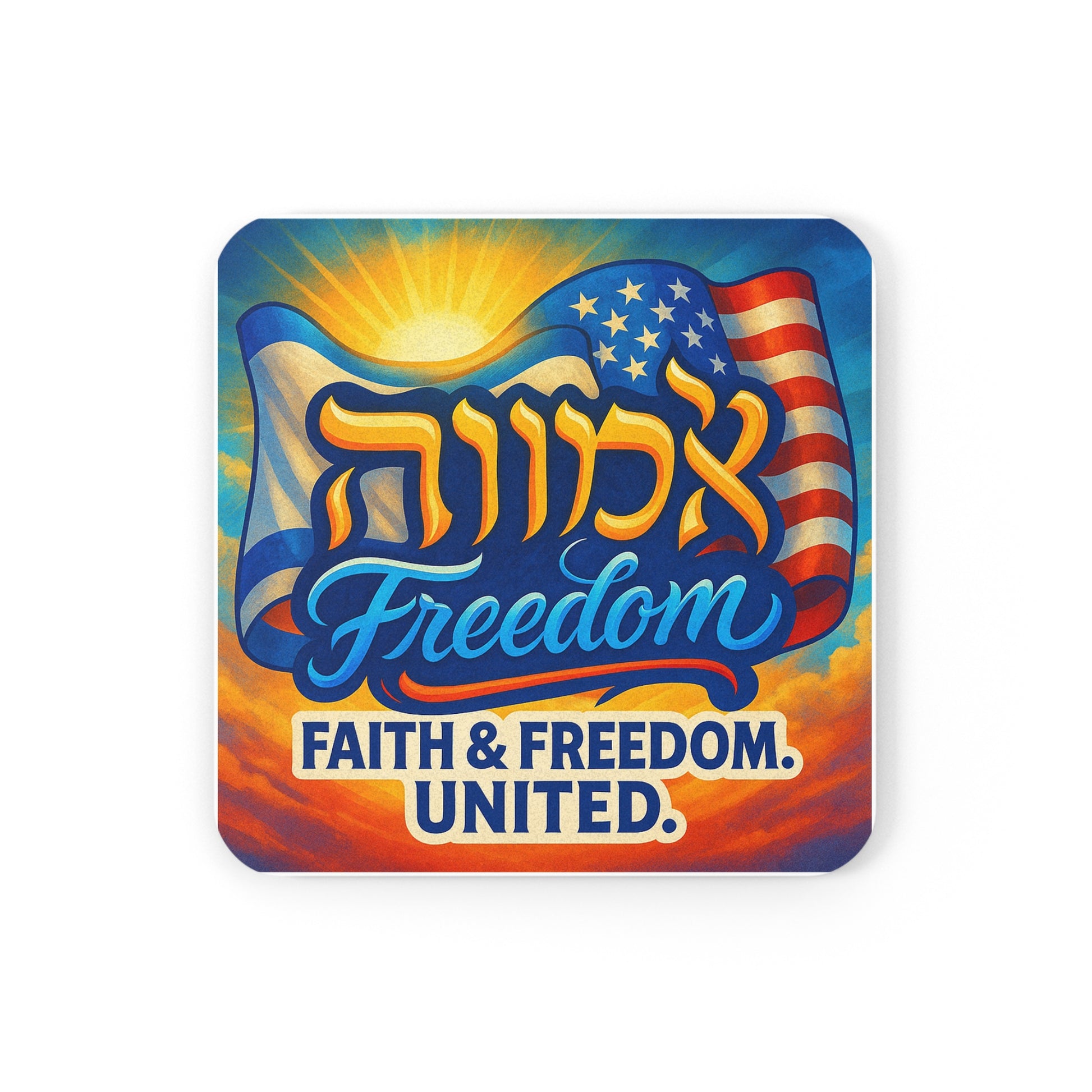 Faith Freedom United Cork Back Coaster - American Zionist