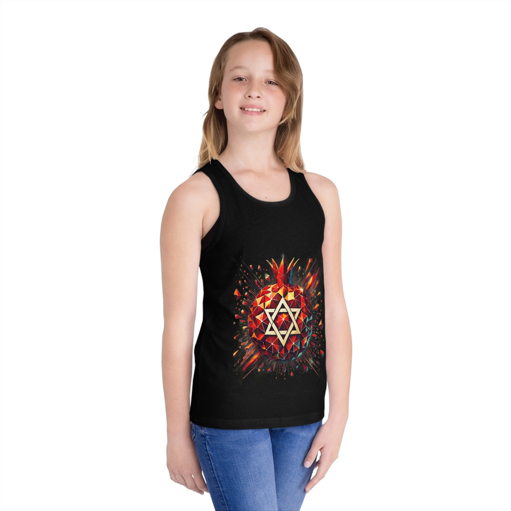Pomegranate Star of David Kid's Jersey Tank Top - American Zionist