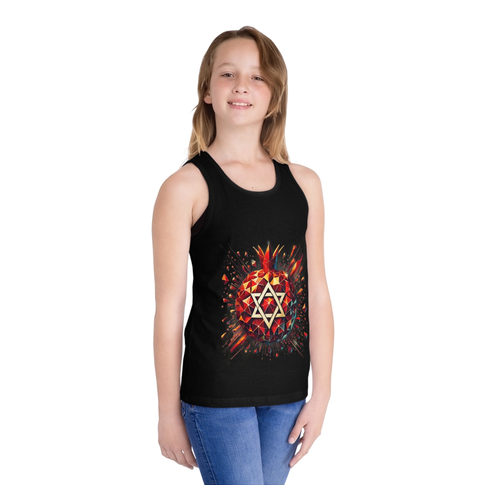 Pomegranate Star of David Kid's Jersey Tank Top - American Zionist