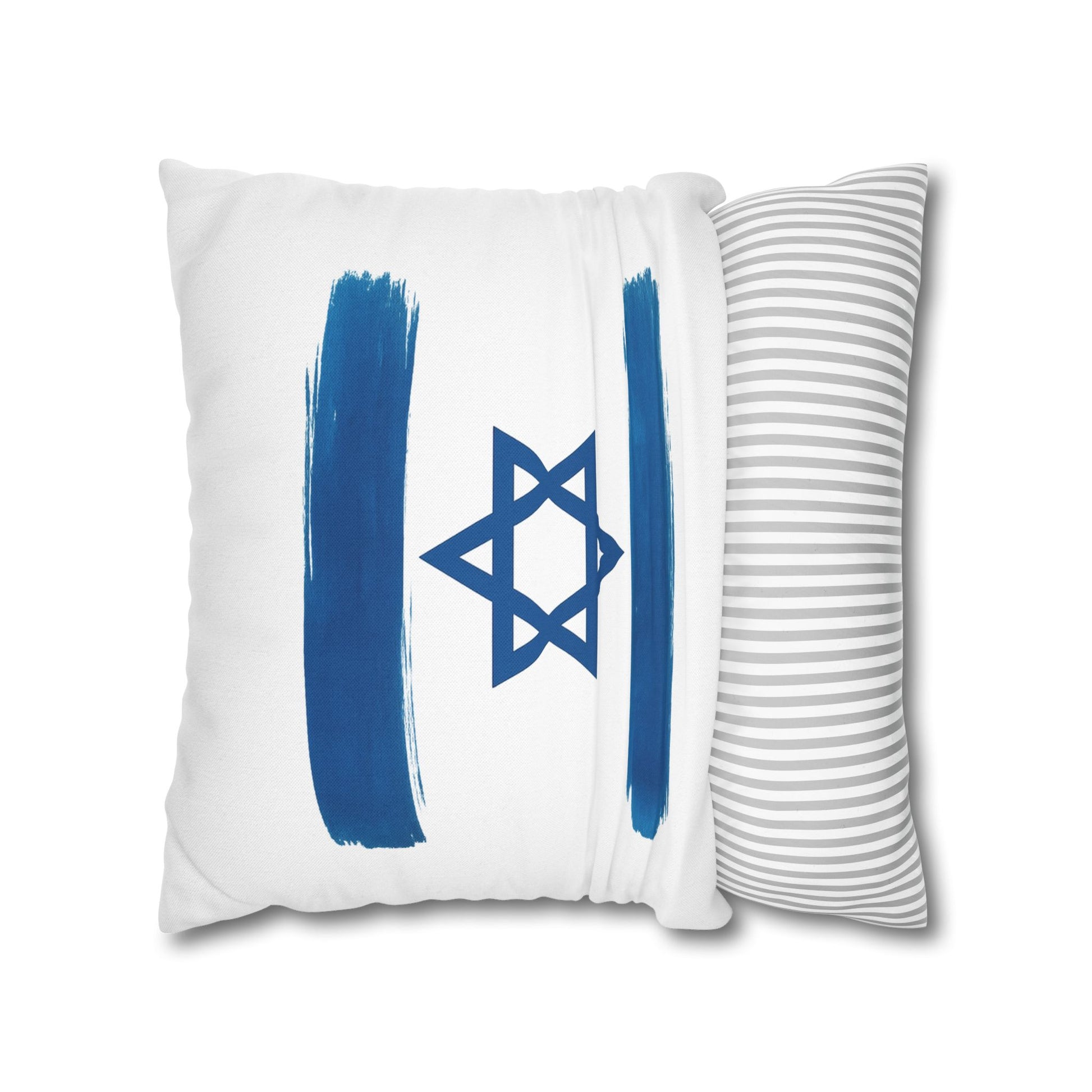 Blue Stars Of David Spun Polyester Square Pillowcase - American Zionist