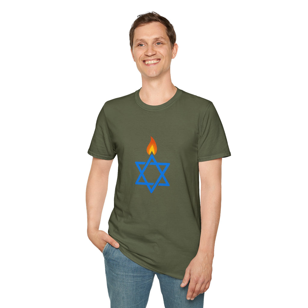 Fire Stars Of David Unisex Softstyle T-Shirt - American Zionist