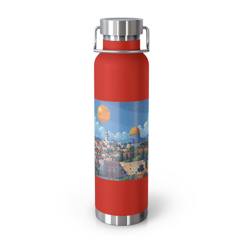 Jerusalem City Skyline Copper Vacuum Insulated Bottle, 22oz - American Zionist