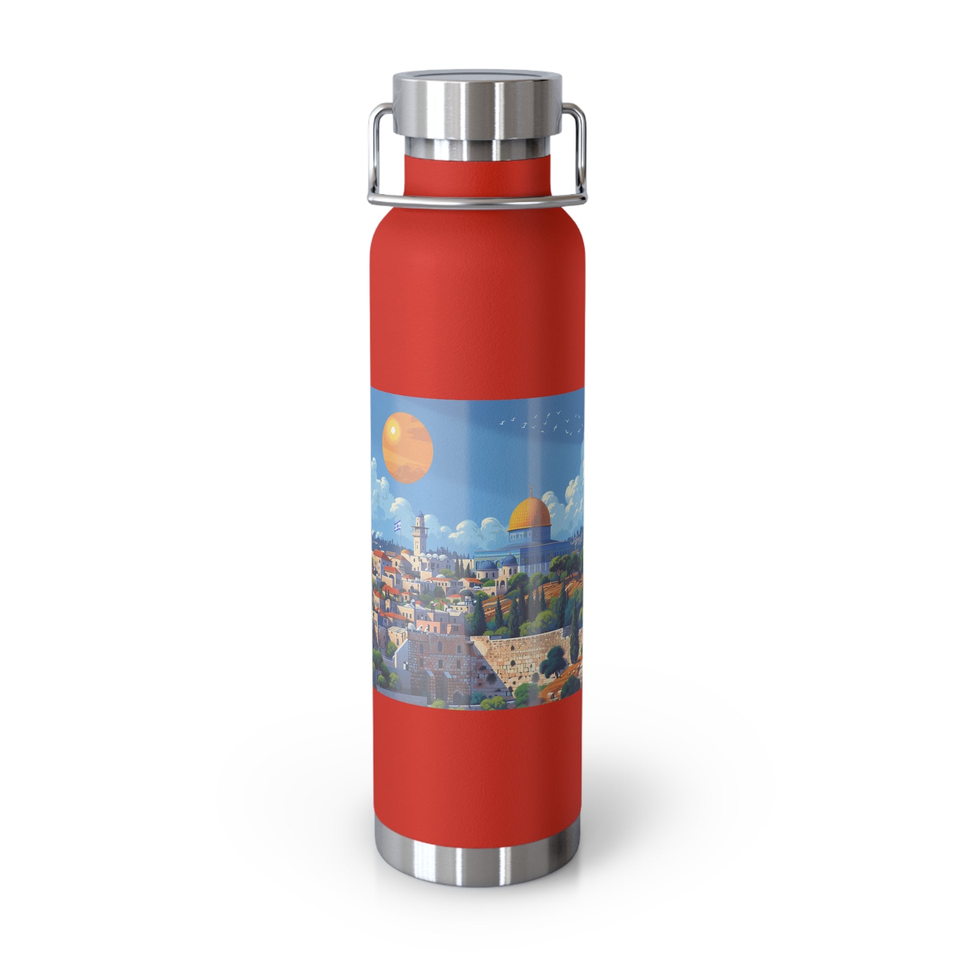 Jerusalem City Skyline Copper Vacuum Insulated Bottle, 22oz - American Zionist