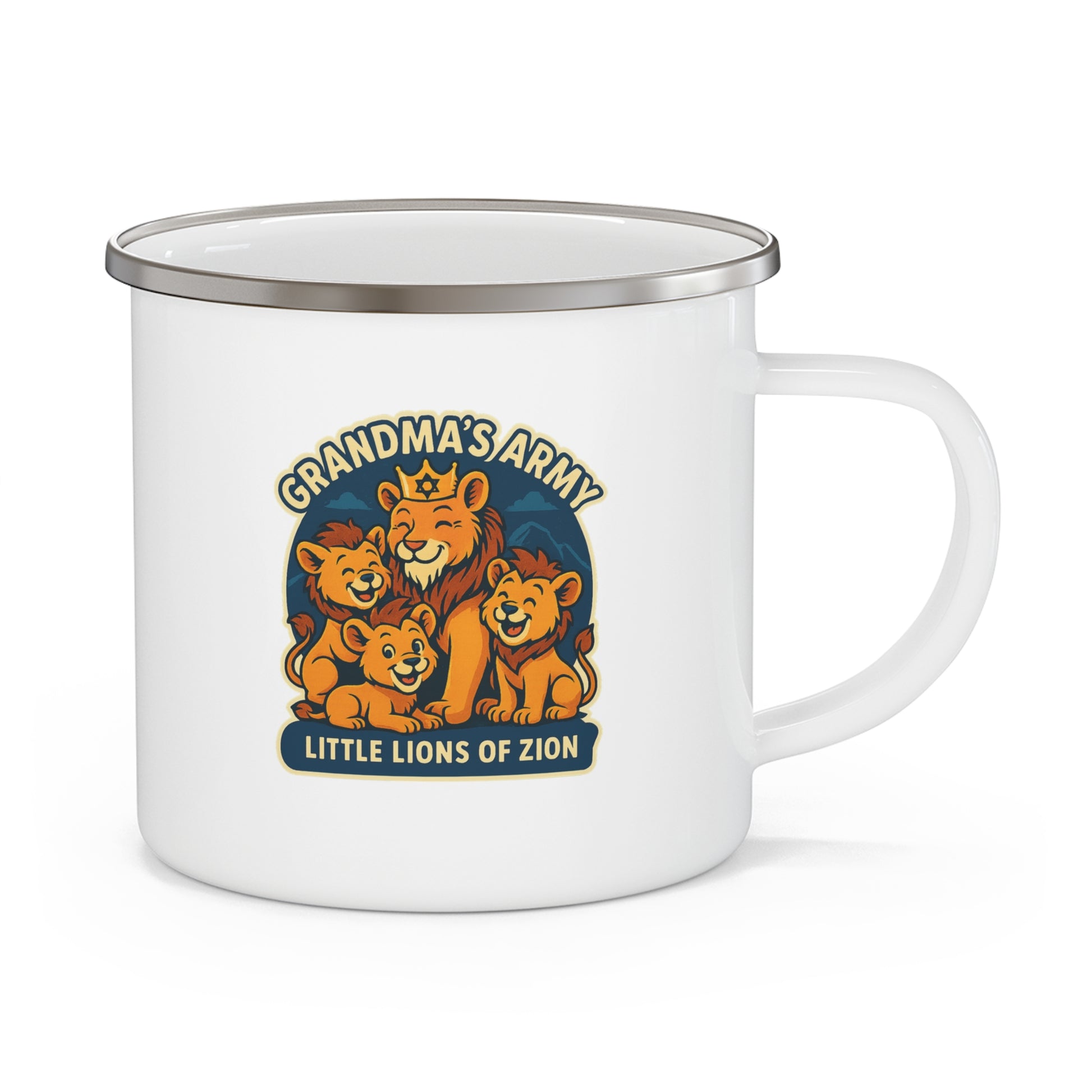 Grandma's Little Lions Enamel Camping Mug - American Zionist
